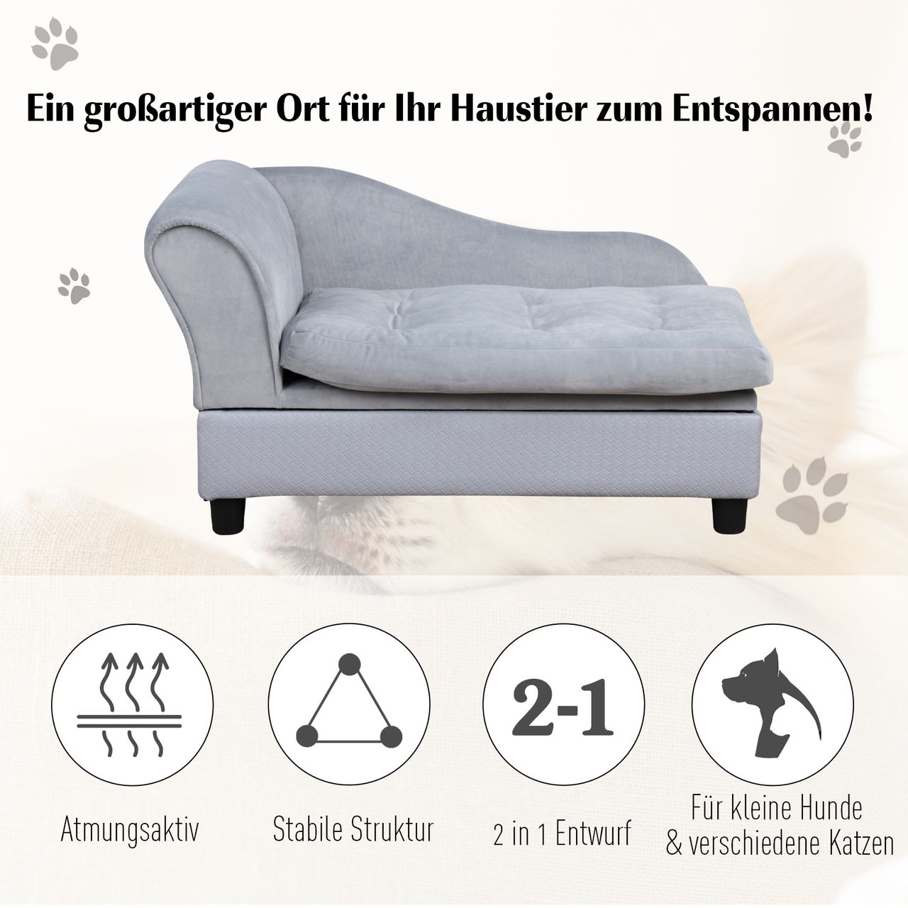 PawHut Haustiersofa Hundebett Hundematte Hundesofa mit Lagerraum Matte