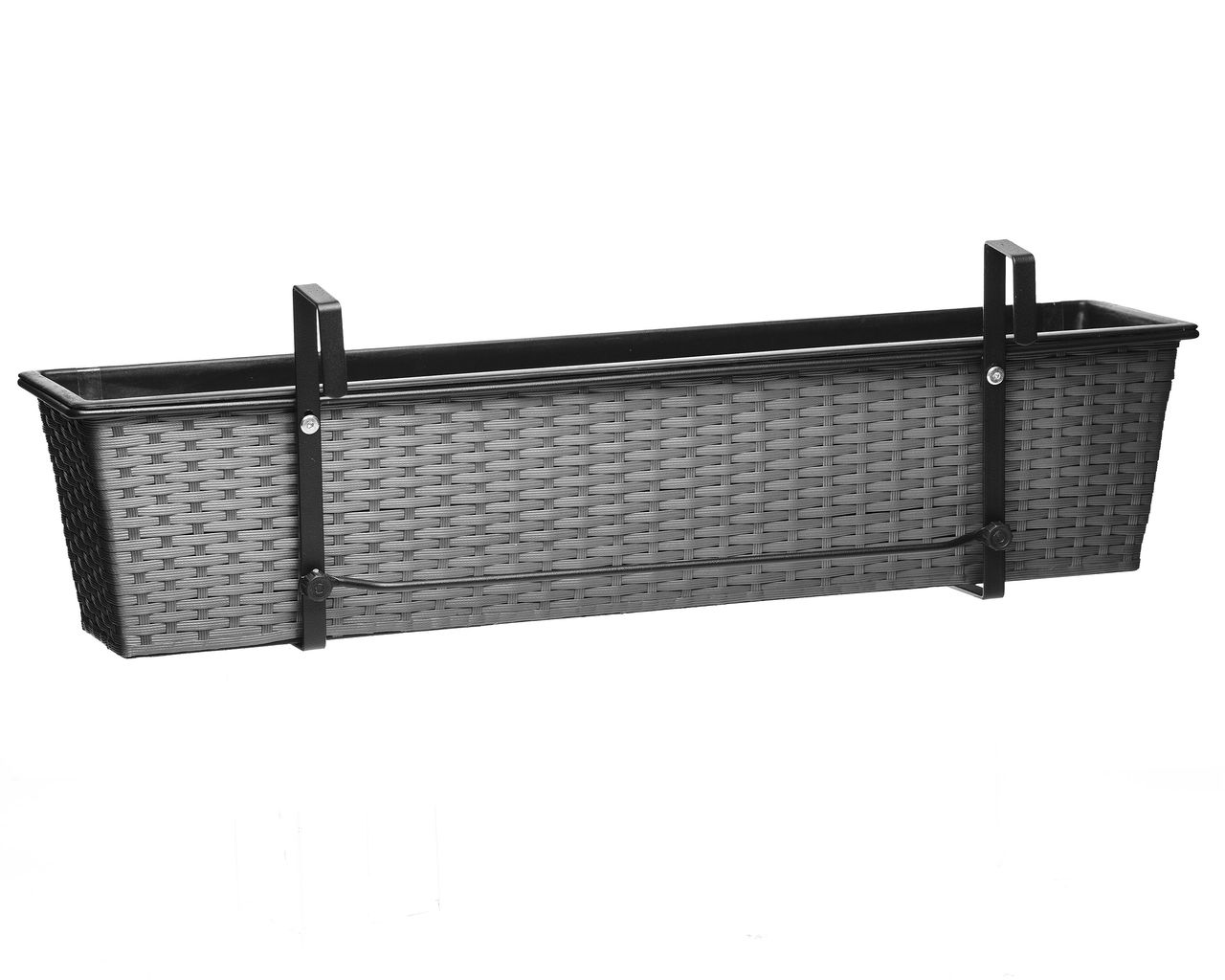 Weles Polyrattan Balkonkasten inkl. Aufhängung, 80 x 19 x 18 cm, mit Bewässerungssystem, grau