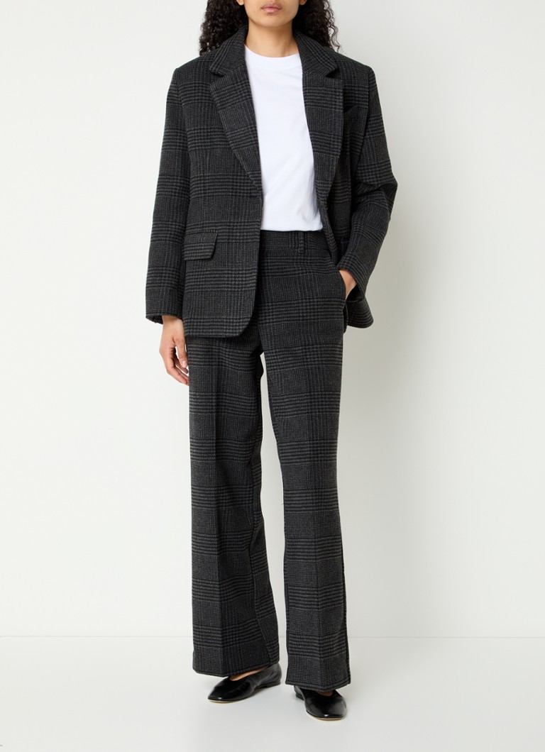 Selected Femme Bex oversized blazer in wool blend with houndstooth design