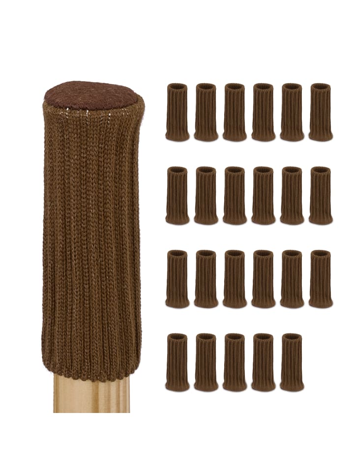 relaxdays 24 x Stuhlbeinsocken in Braun - (H)8,5 x Ø 2,5 cm günstig kaufen onesize