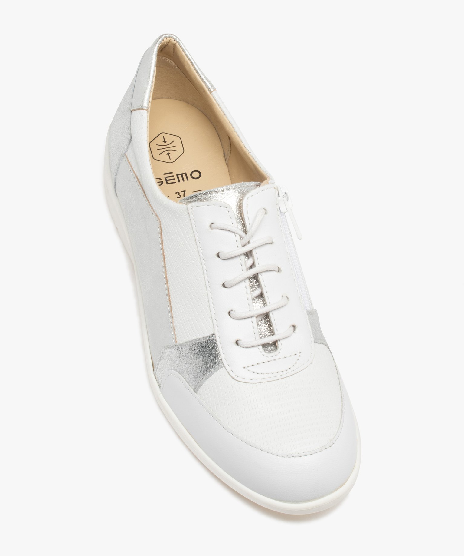 Derbies femme confort style baskets en cuir blanc | GEMO