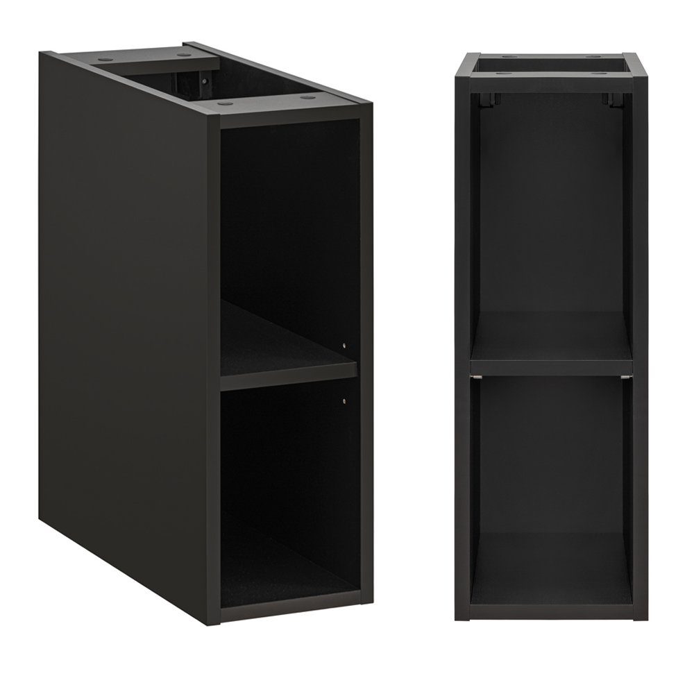 Lomadox Badmöbel-Set XANTEN-56, (6-St), anthrazit, Wotan Eiche Nb., schwarze Rillen, Aufsatzbecken, Spiegel