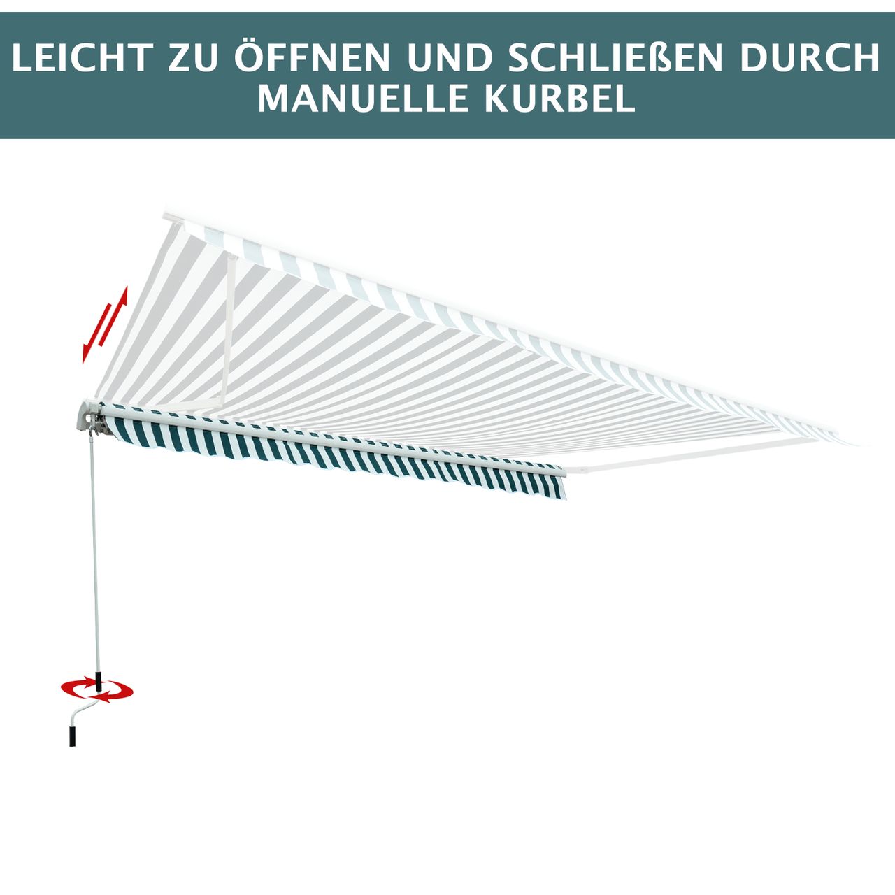 Outsunny Markise Alu Polyester Grün Weiß 3,5x2,5m