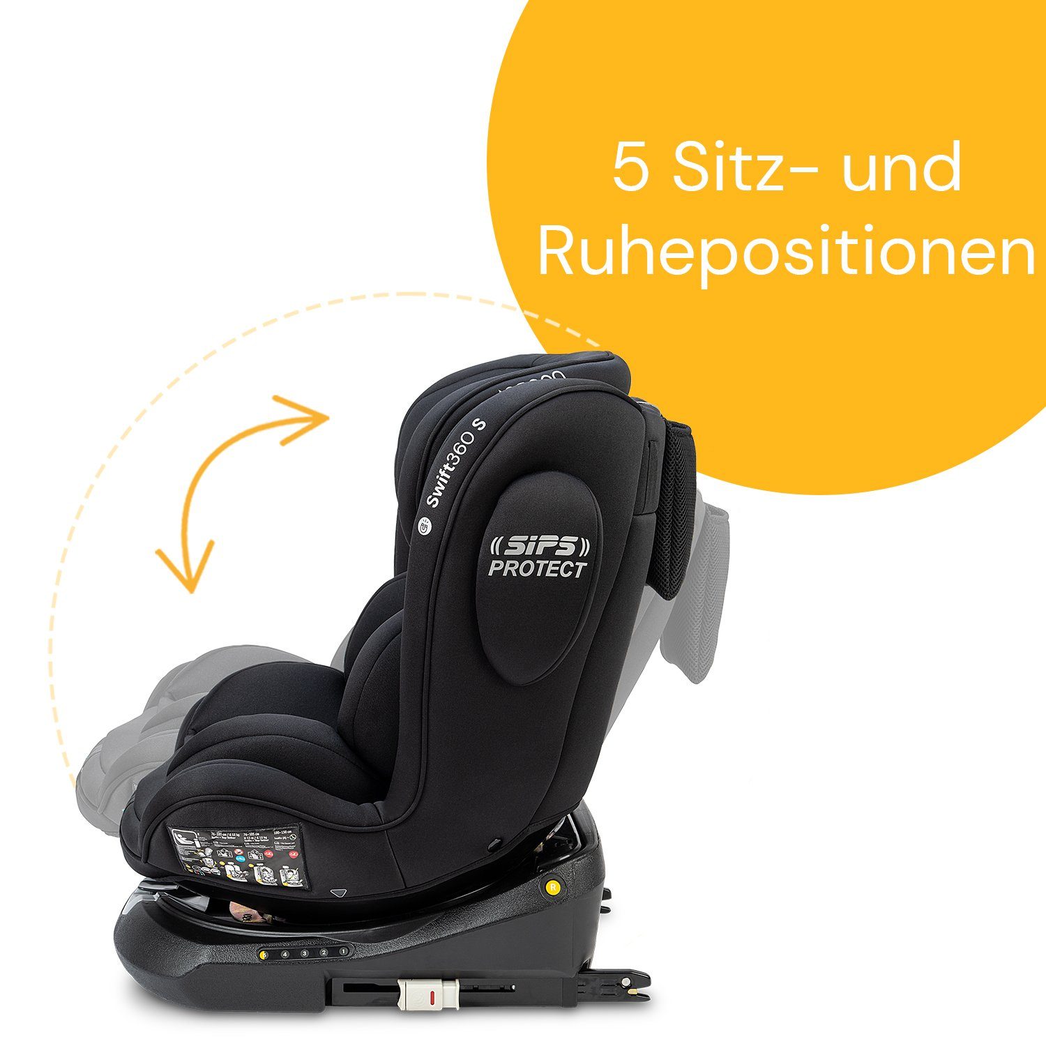 Osann Autokindersitz Swift360 S i-Size, ab: 15 Monate, bis: 12 Jahre, drehbarer Reboarder mit Isofix und Top-Tether - 76-150 cm