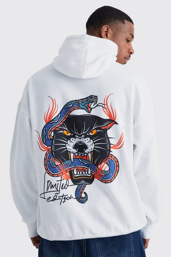 Oversize Hoodie mit Panther Schlagenprint