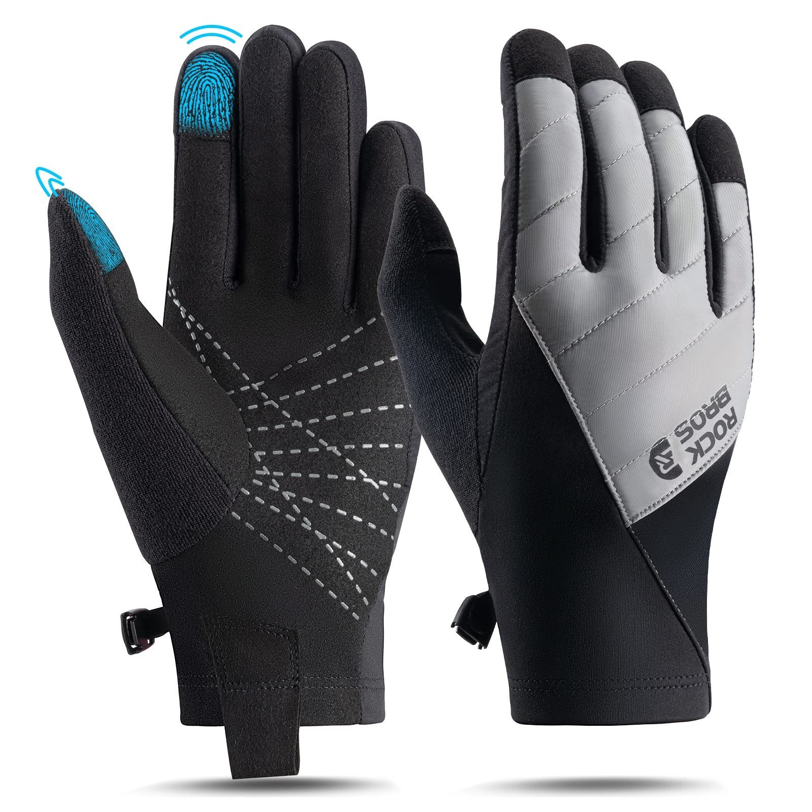 ROCKBROS Fahrradhandschuhe Winter/Herbst Thermo Sporthandschuhe (Fahrrad Handschuhe Vollfinger Stoßfeste Fahrradhandschuhe zum Radfahren, Laufen, Wandern Herren/Damen)