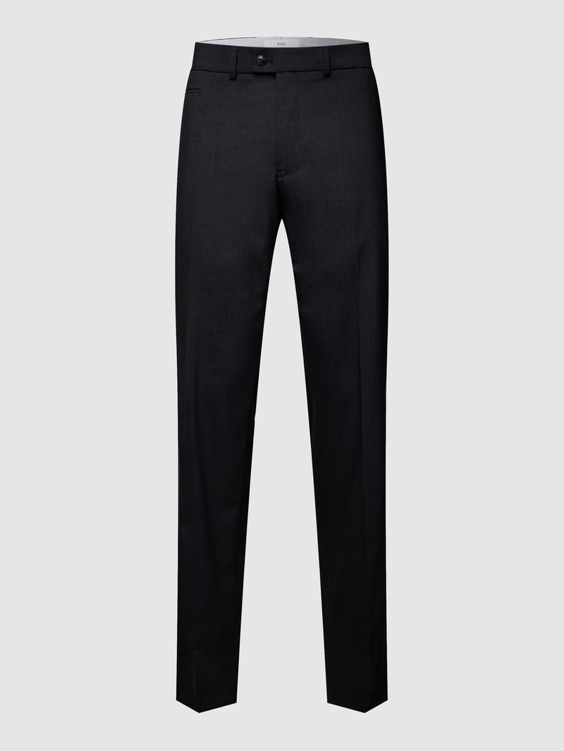Regular Fit Hose aus Schurwoll-Mix mit Stretch-Anteil Modell 'Enrico' in anthrazit meliert