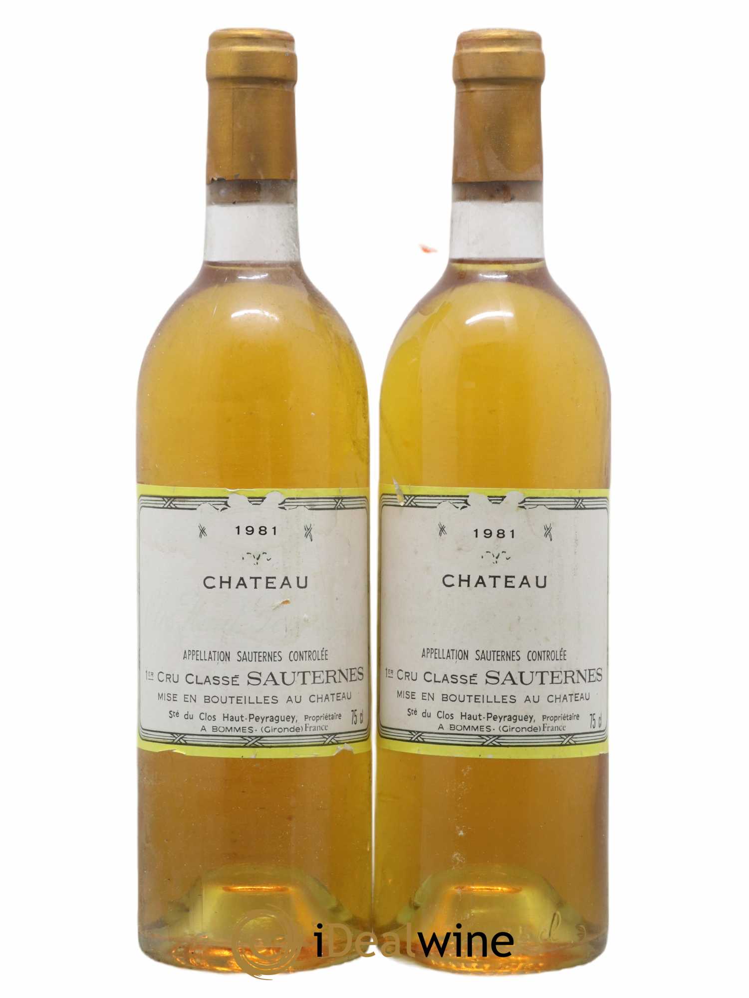 Clos Haut Peyraguey 1er Grand Cru Classé  1981 - Lot de 2 Bouteilles