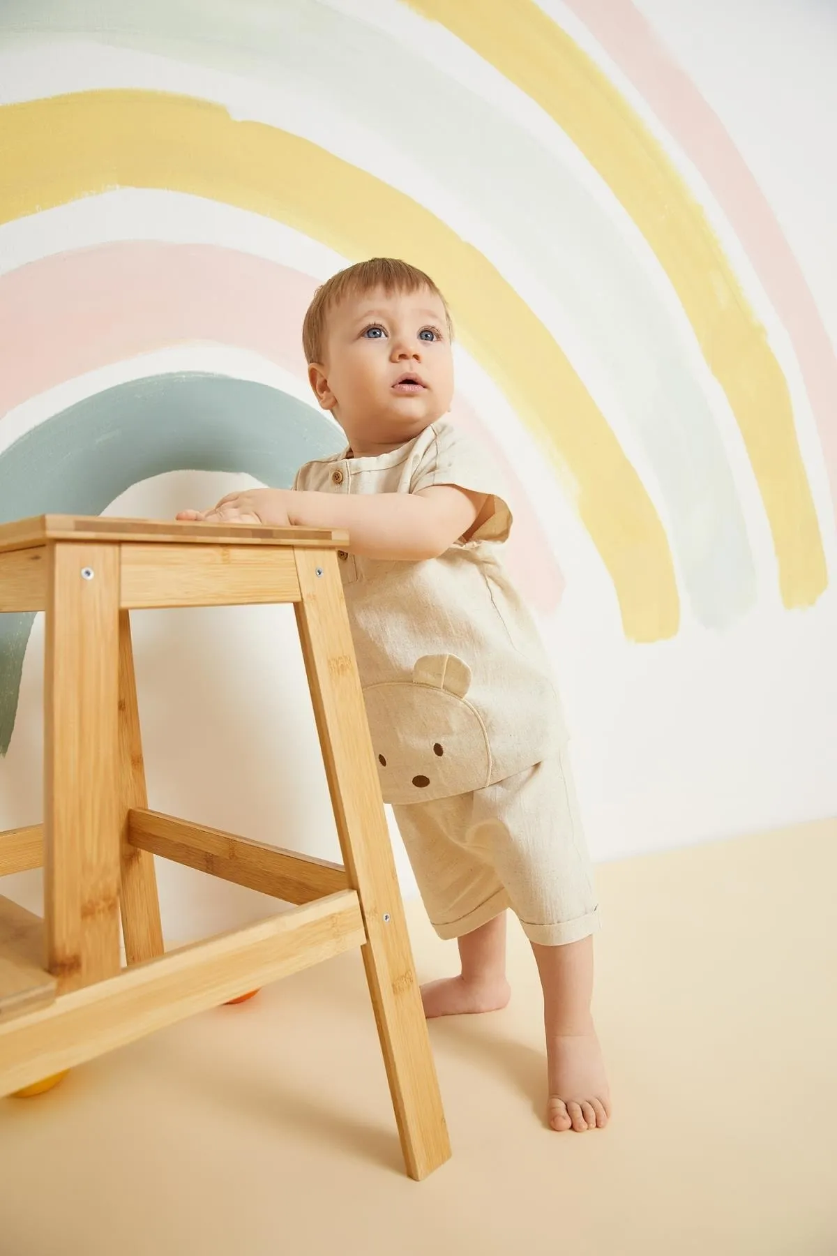 DeFacto  Geknöpftes Kurzarmhemd und Shorts aus Leinen für Babys im 2er-Set