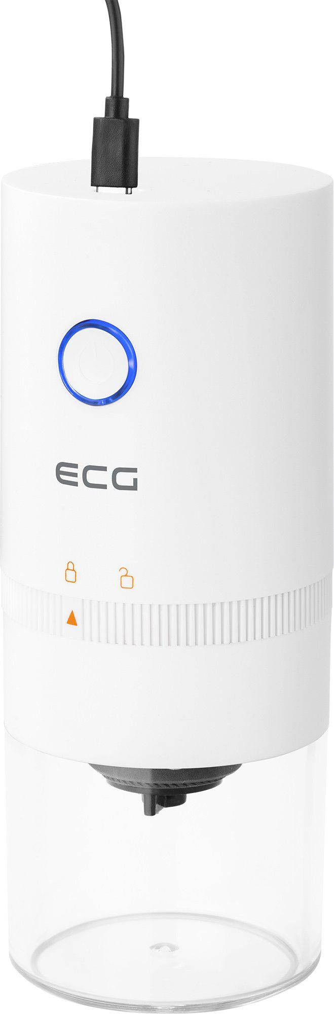 ECG Kaffeemühle KM 150 Minimo white, 120 W, Konische keramische Mahlsteine, 30,00 g Bohnenbehälter, Einstellung des Mahlgrades, Sehr niedriger Geräuschpegel der Mühle