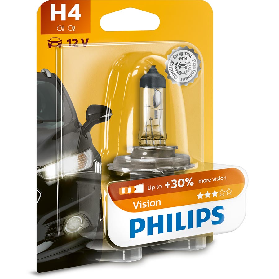 Philips Vision +30% H4 Glühlampe, 1 Stück - ATU