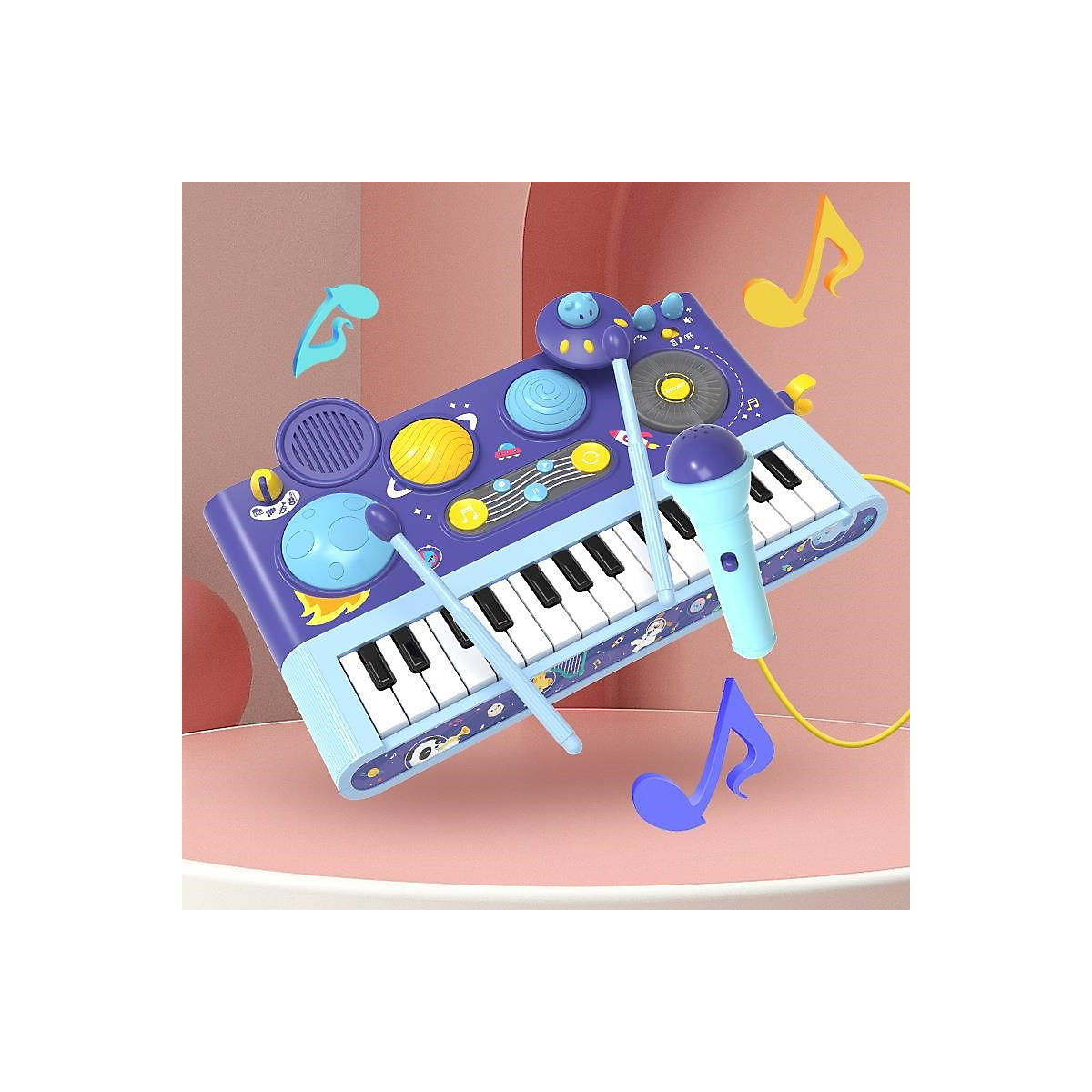 Elektronisches Orgelspielzeug für Kindermusik Klavier spielen mit Mikrofon, Kinderlied spielendes Spielzeug