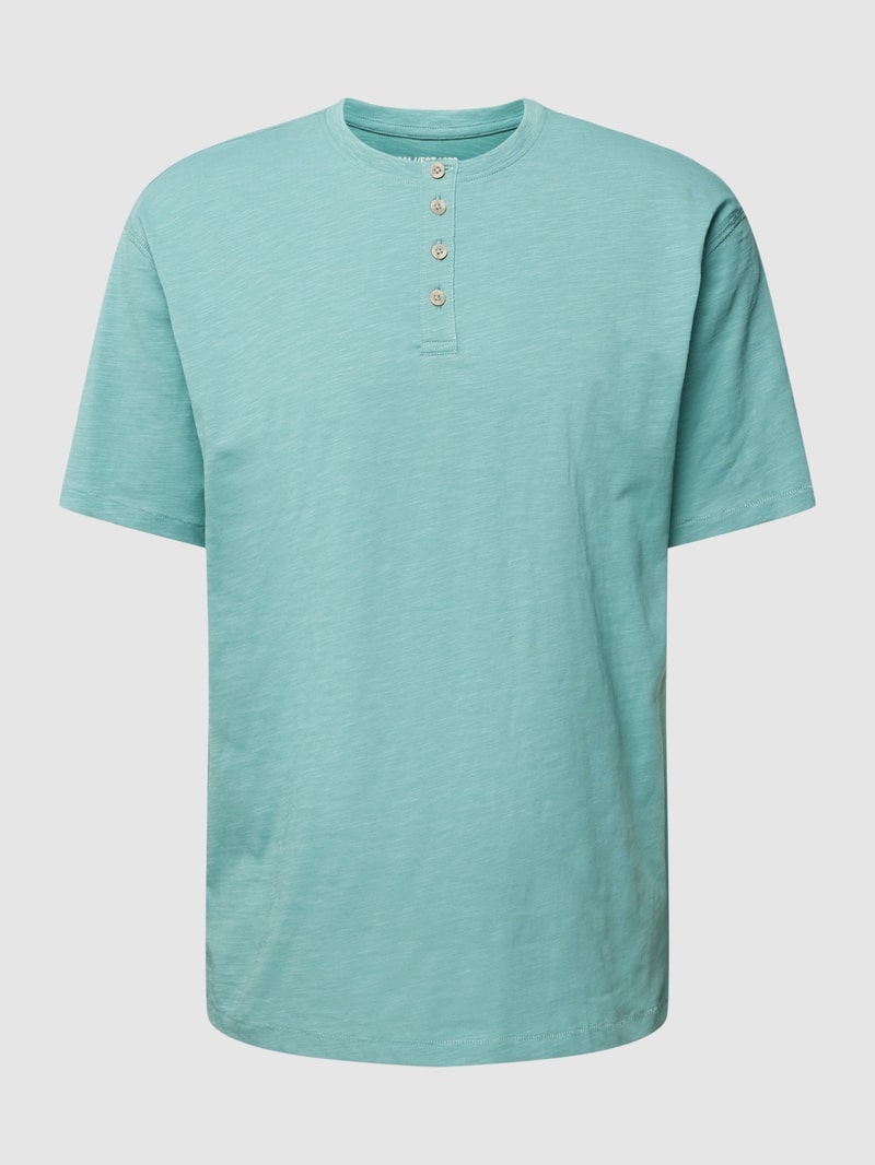 T-Shirt mit Knopfleiste in helltürkis