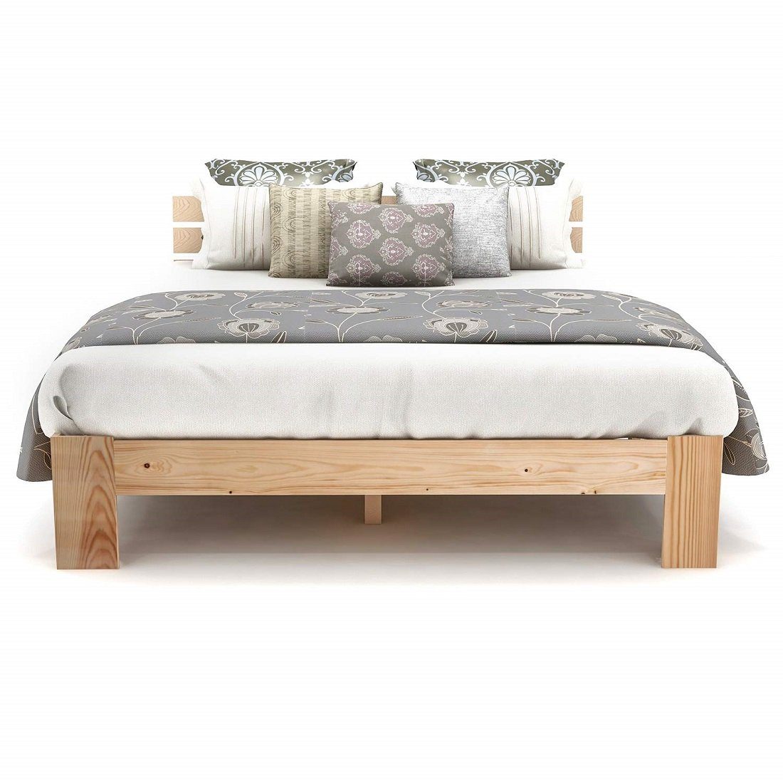 HAUSS SPLOE Holzbett Holzbett Einzelbett aus Bettgestell Kinderbett (ohne Matratze Massiv Massivholz Kieferbett 140x200 cm)