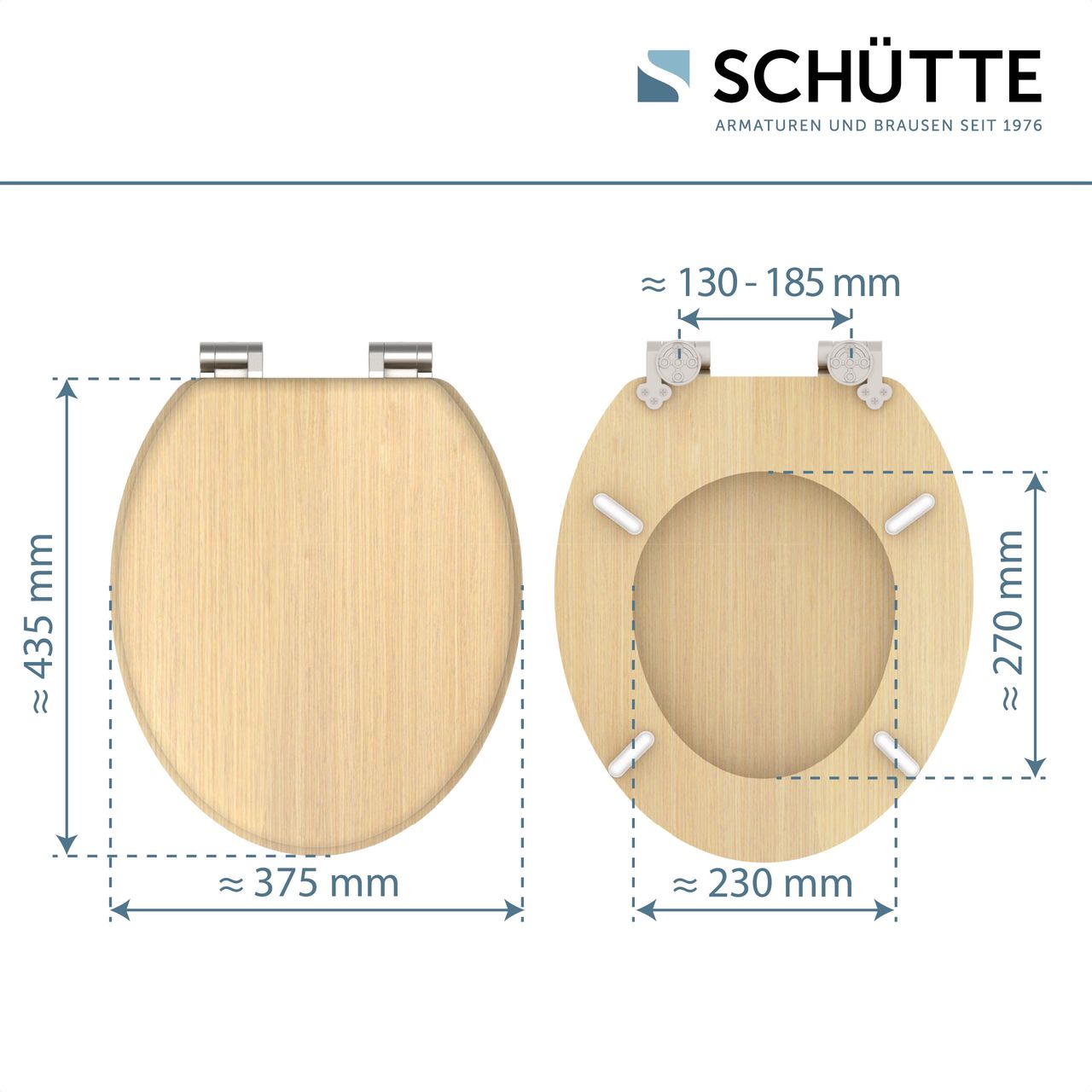 Schütte MDF WC Sitz NATURAL WOOD,Toilettendeckel mit Absenkautomatik, Holzkern