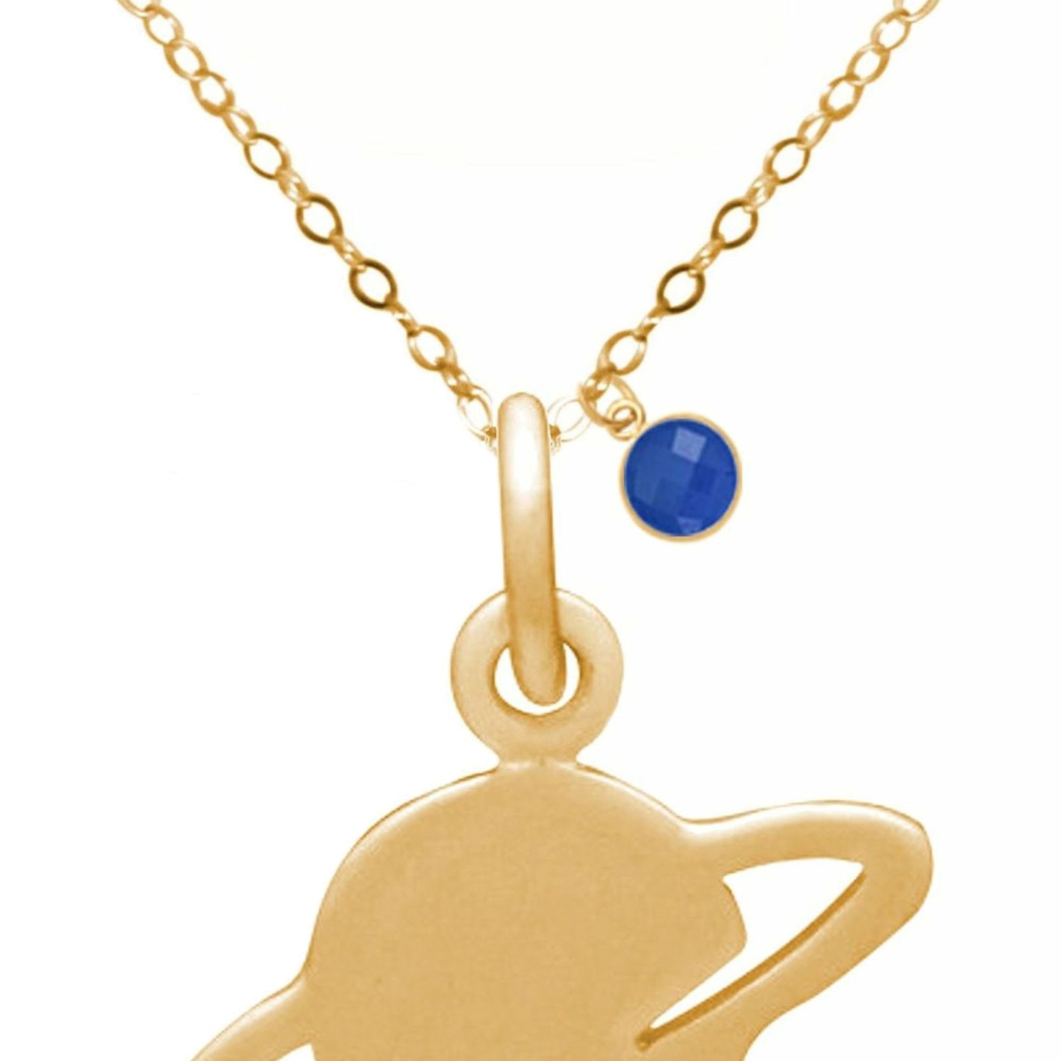 Kette mit Anhänger 'SATURN Planet Saphir Edelstein'