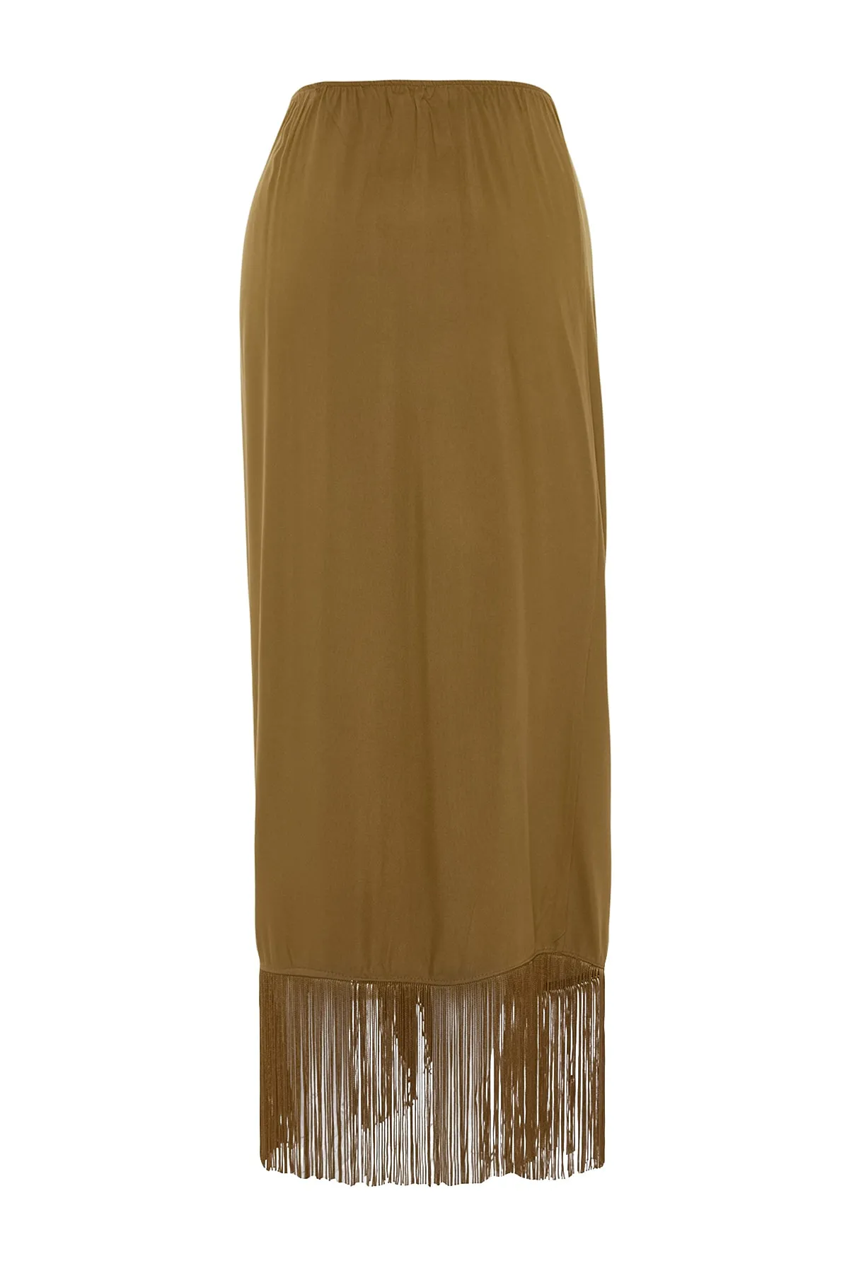 Trendyol Collection  Khakifarbener Maxirock mit gewebten Quasten TBESS20ET0358