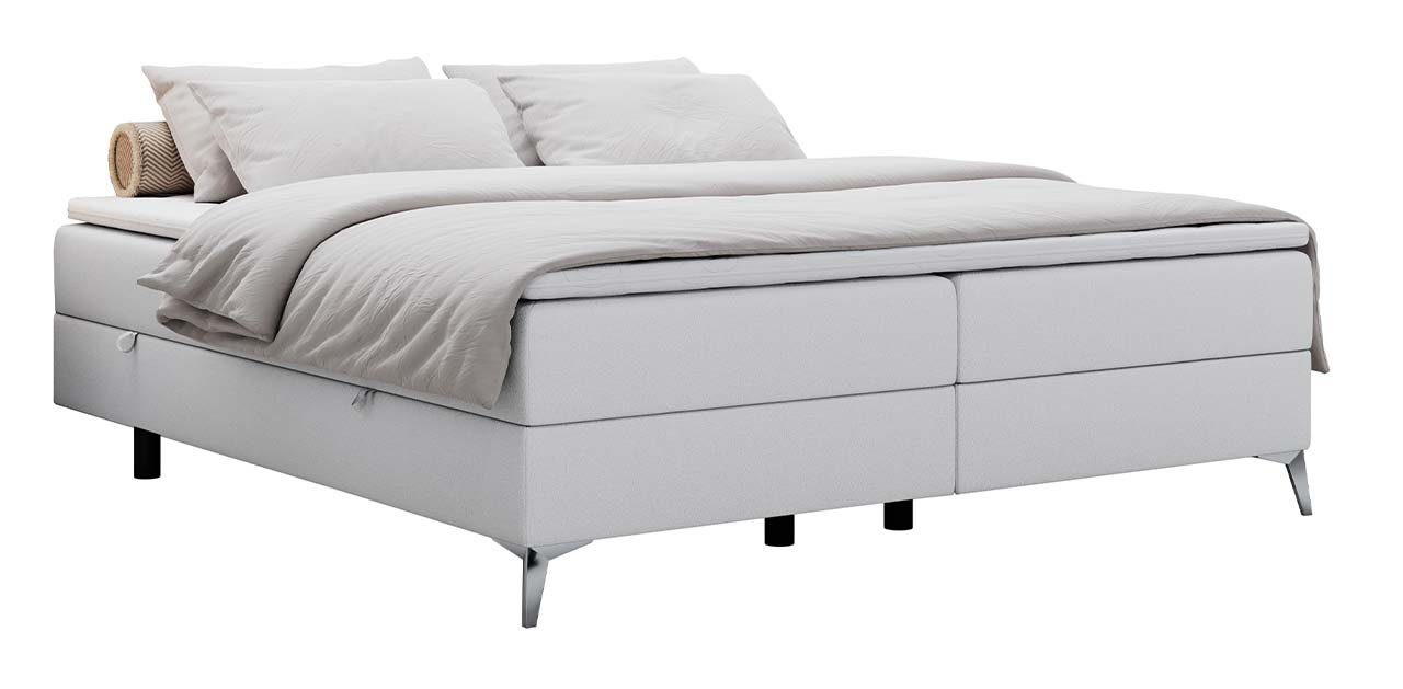 MKS MÖBEL Boxspringbett LESS, Doppelbett mit Multipocket-Matratze, Topper und Bettkasten, Modern
