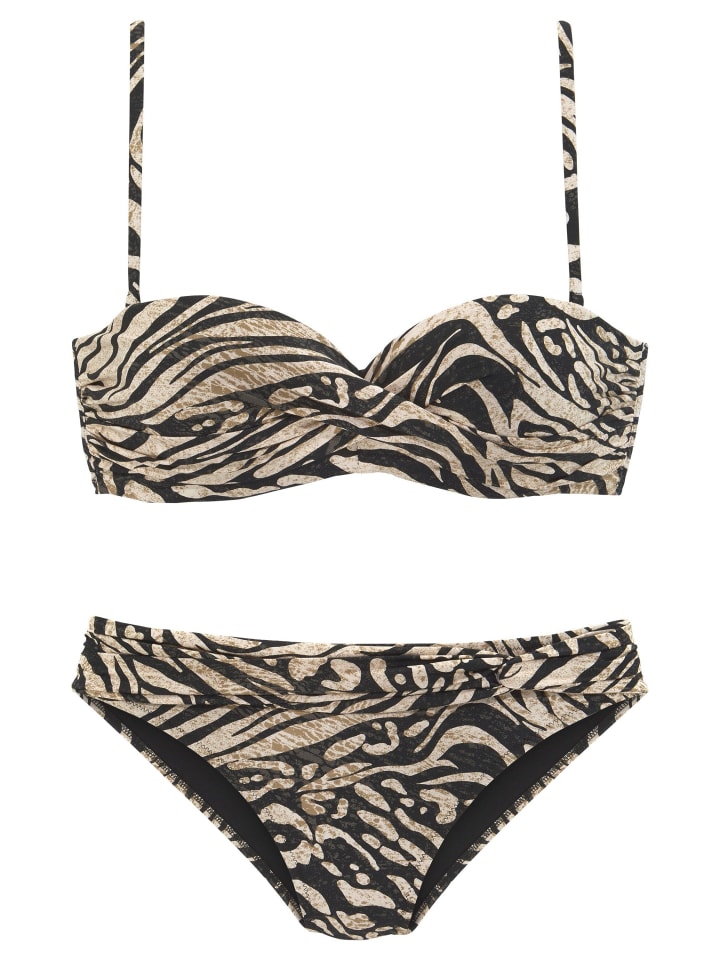 Bruno Banani Bügel-Bandeau-Bikini in braun-bedruckt günstig kaufen