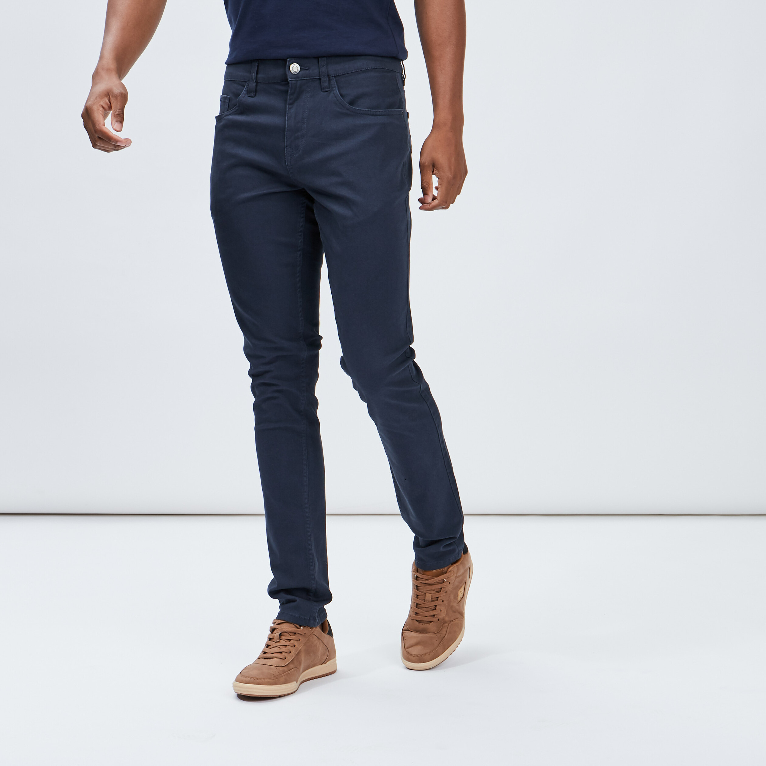 Pantalon droit en coton bleu marine homme | La Halle
