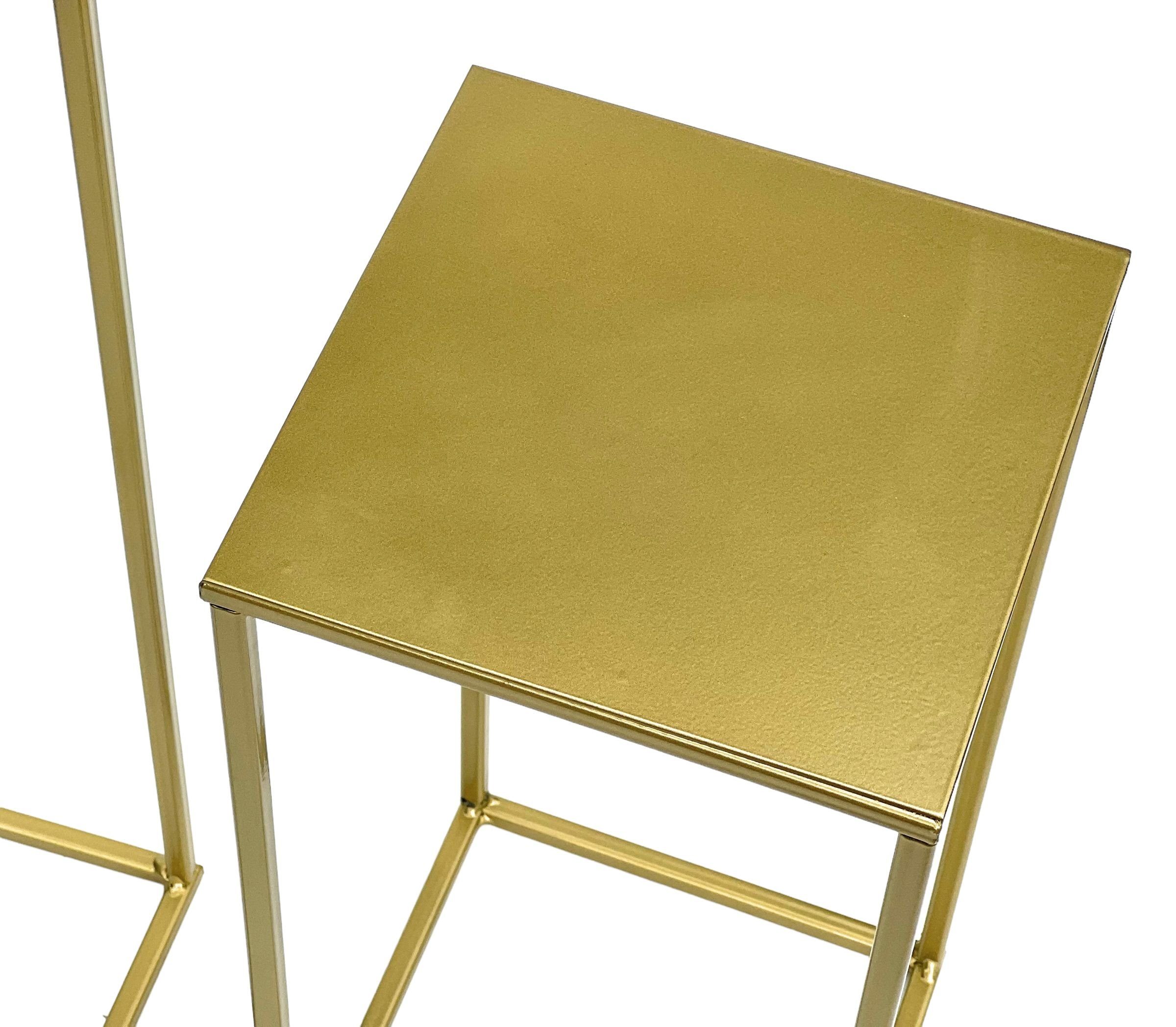 DanDiBo Blumenständer Blumenhocker Metall Gold Eckig 3er Set Blumenständer Beistelltisch
