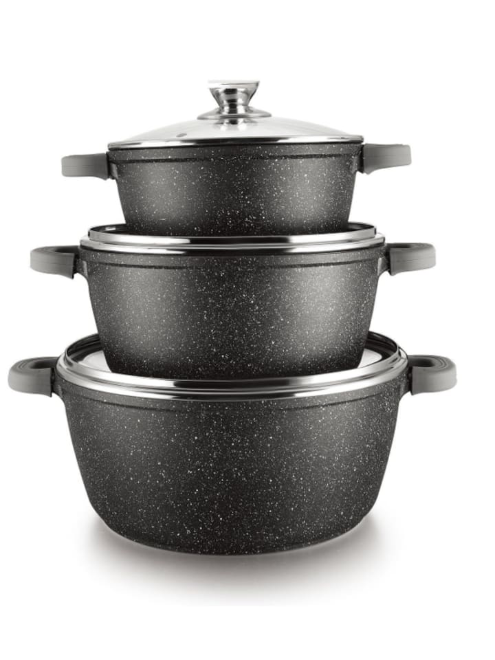 Cheffinger 6-tlg Kochtopfset mit Deckel ø36cm/ø40cm/ø44cm in Schwarz günstig kaufen 36-44