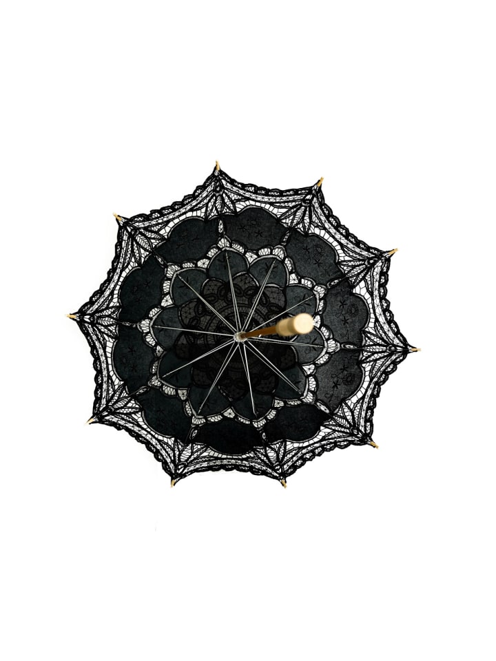 COFI 1453 Handgemachte Brautschirme Spitze Hochzeitfeier robustem Holzgriff in Schwarz günstig kaufen onesize