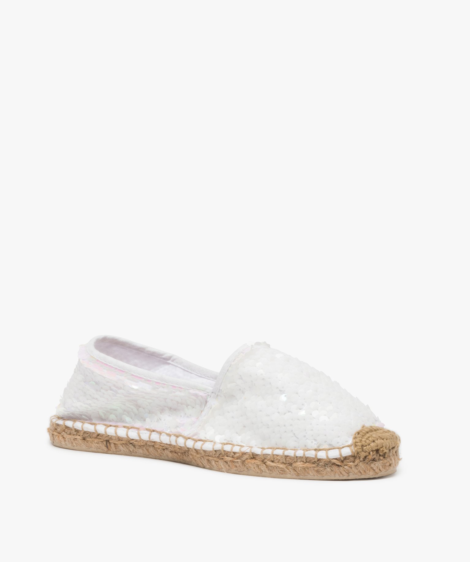 Espadrilles femme à sequins irisés réversibles blanc | GEMO
