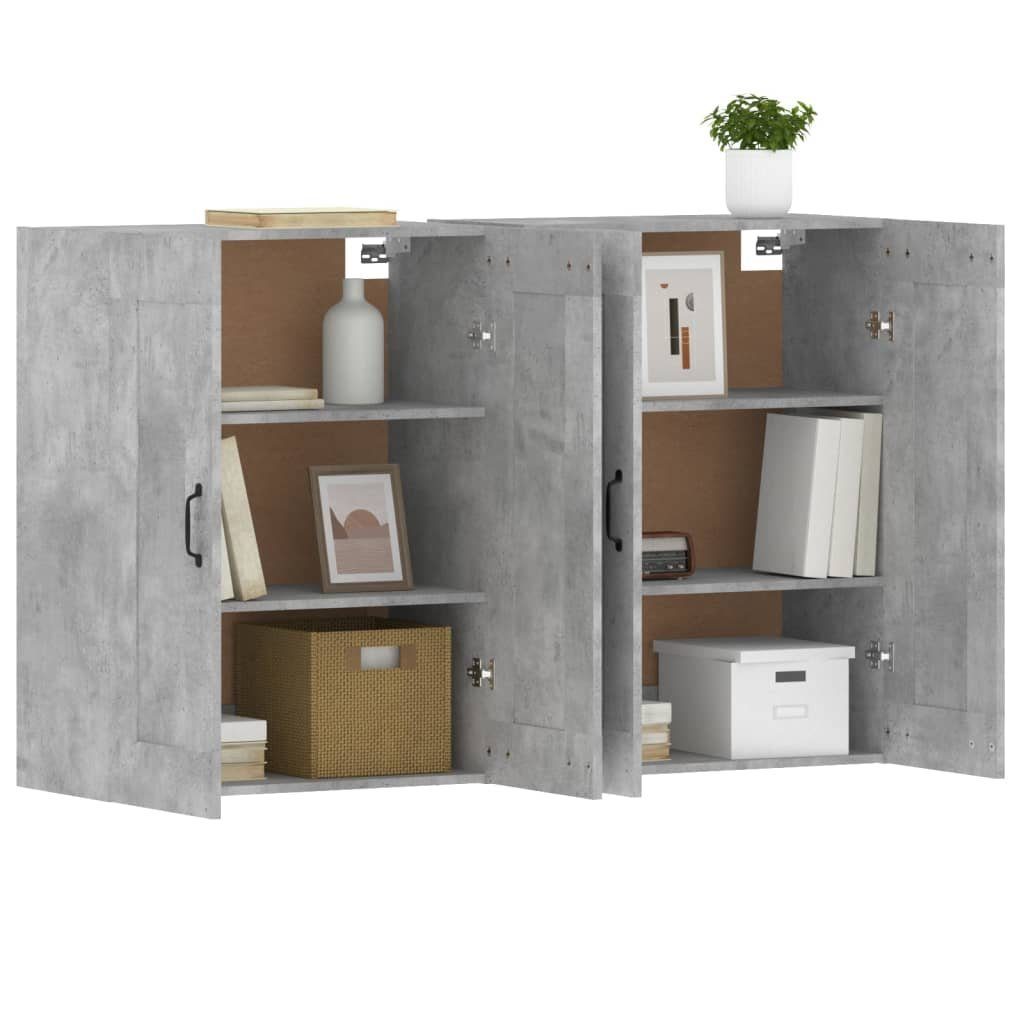 vidaXL Sideboard Wandschränke 2 Stk. Betongrau Holzwerkstoff (2 St)