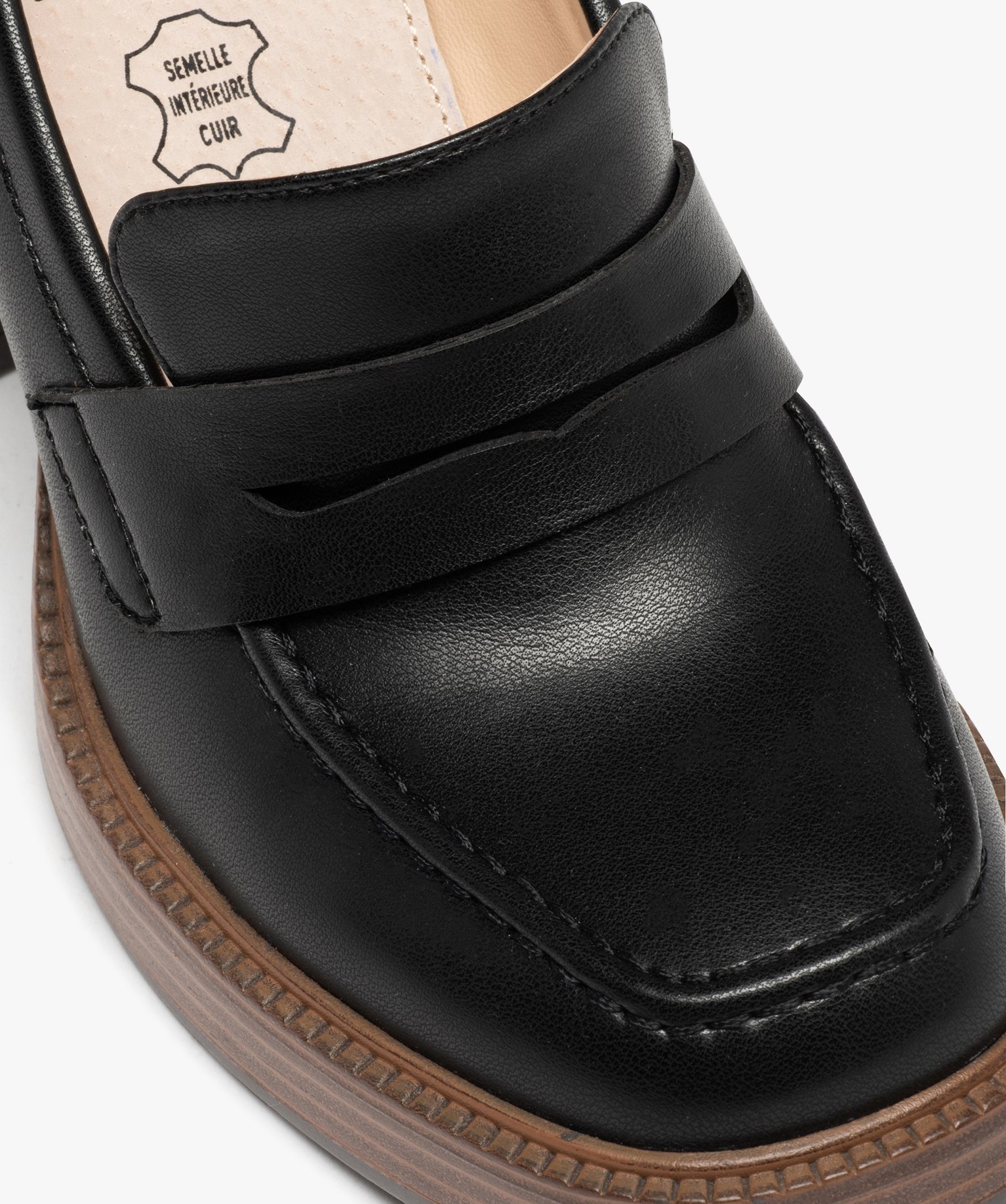 Mocassin à plateforme et talon haut femme noir | GEMO