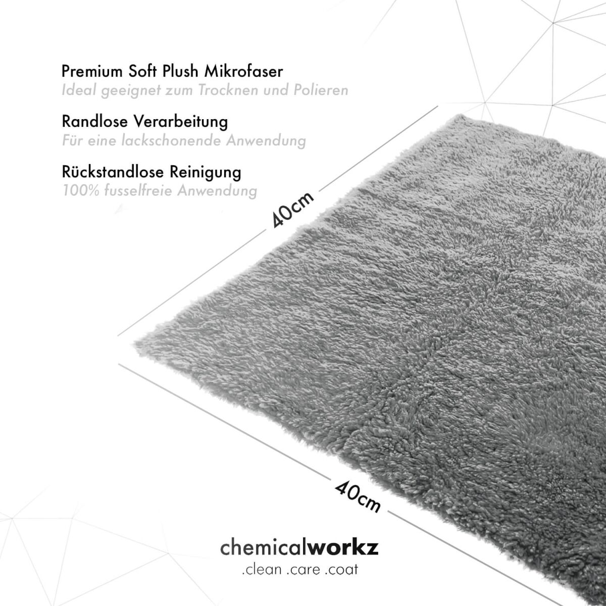 chemicalworkz Edgeless Plush Towel 600GSM Grau Poliertuch 40×40cm