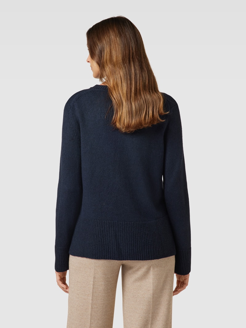 Strickpullover in melierter Optik in marineblau
