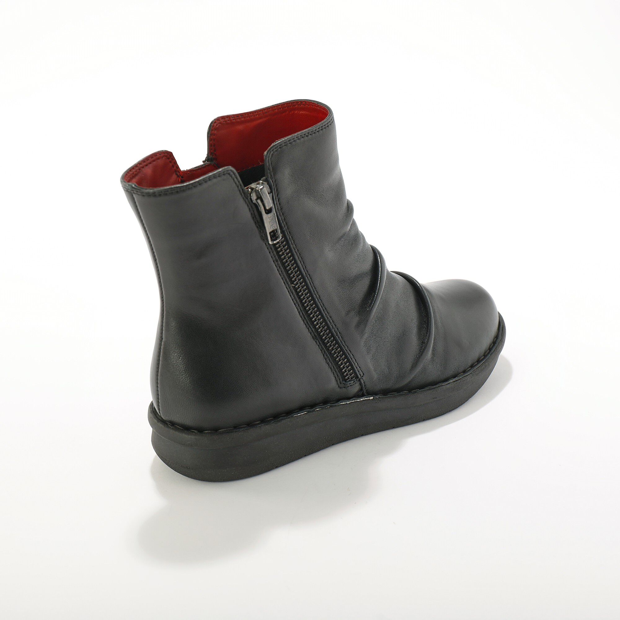 Boots plissées compensées doublées, en cuir certifié LWG