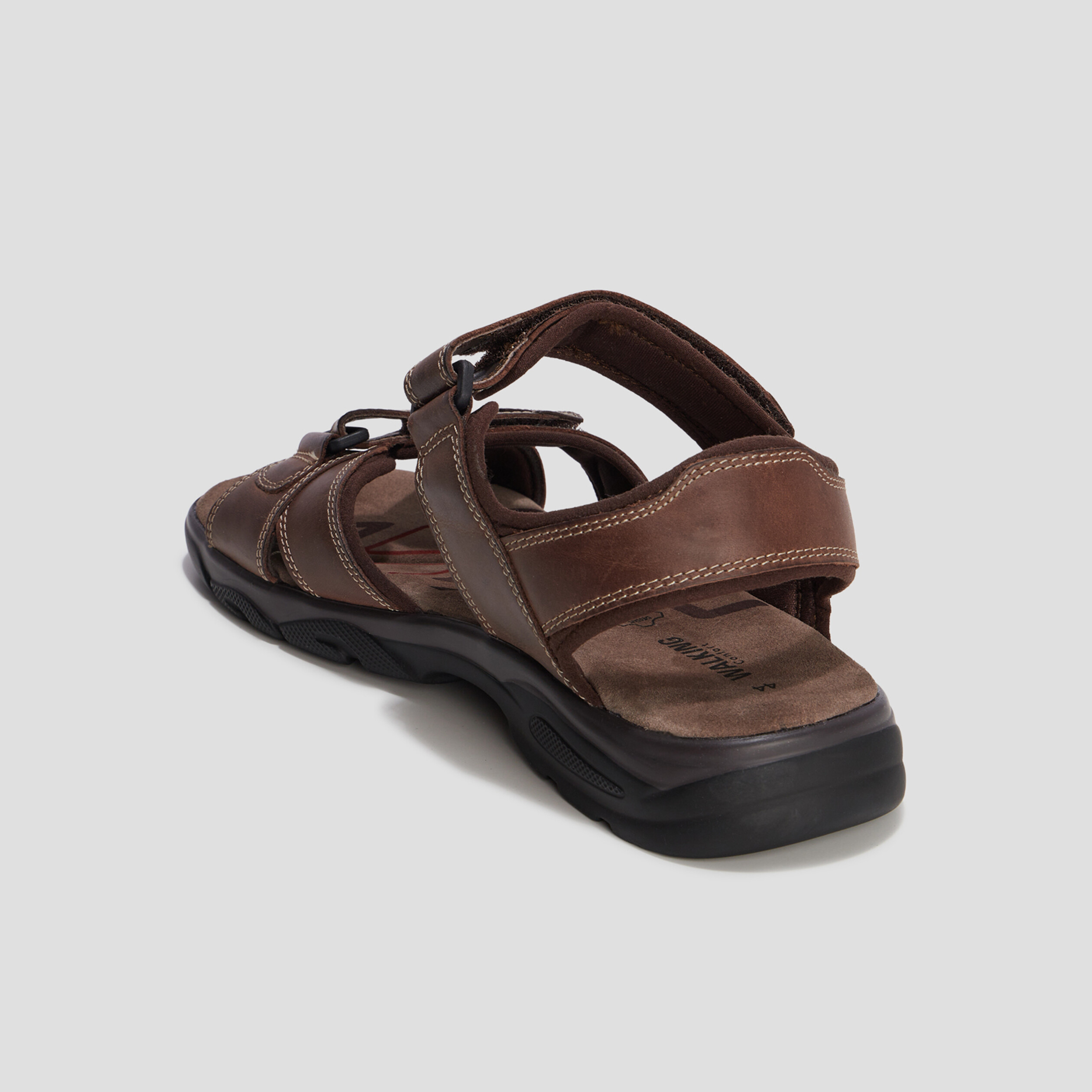 Sandales à scratchs en cuir Walking marron homme | La Halle