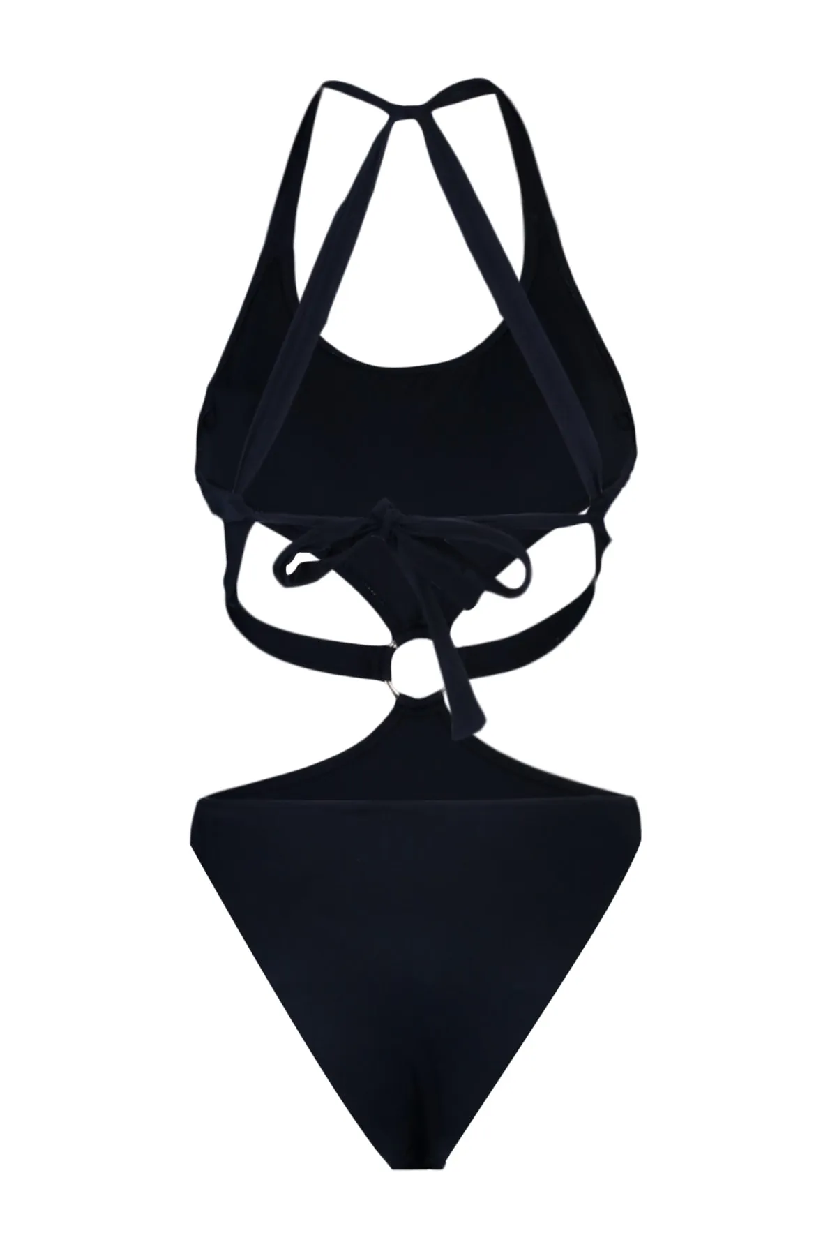 Trendyol Collection  Schwarzer Rundhals-Badeanzug mit Cut-Out/Fenster und hohem Beinausschnitt TBESS23MA00021
