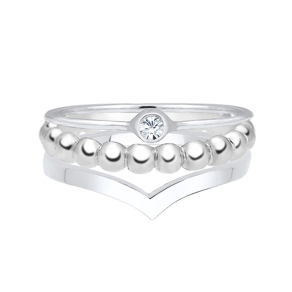 Elli Elli Bague Femme Ensemble de Base avec Cristal en Argent Sterling 925 Bague
