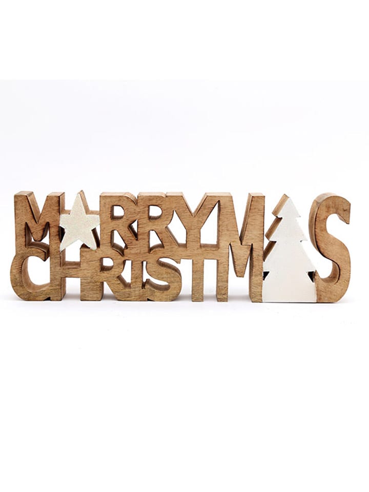 SiL Interiors Dekoobjekt ''Merry Christmas'' in Hellbraun/ Weiß - (B)41 x (H)12,5 x (T)3,5 cm günstig kaufen onesize