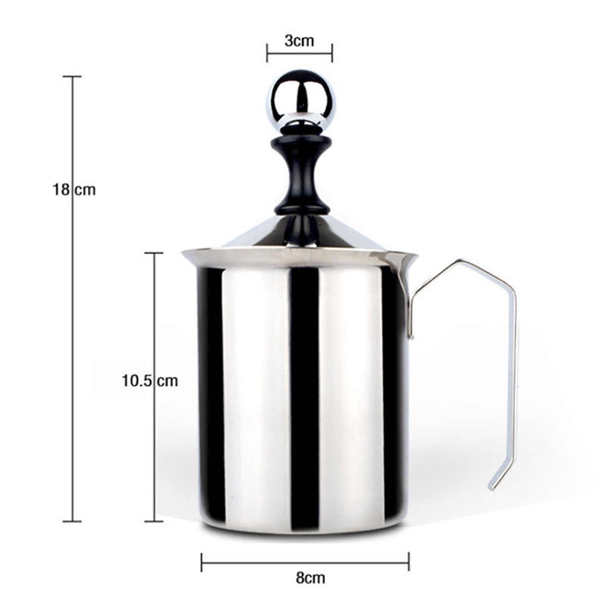 götäzer Milchaufschäumer Manueller Milchaufschäumer aus Edelstahl, Kaffee-Milchaufschäumer, Handheld für Cappuccino Latte Hot Chocolate (14 oz/400 ml)
