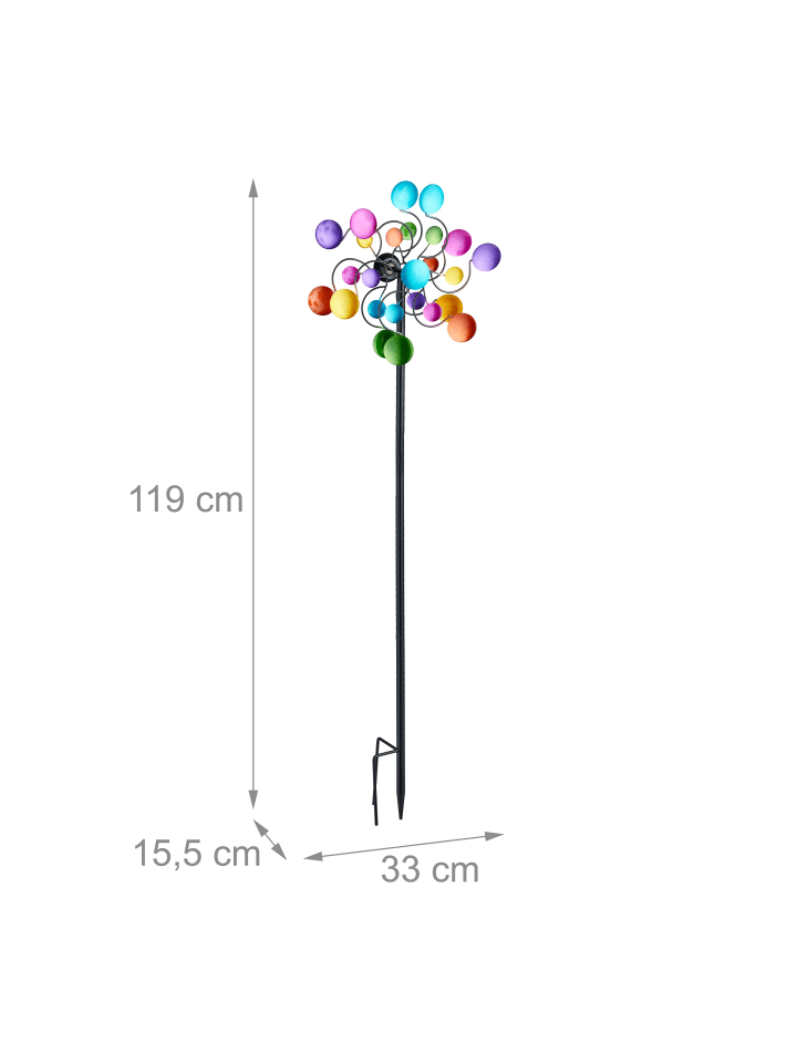 relaxdays Windrad in Bunt - (B)33 x (H)119 x (T)15,5 cm günstig kaufen onesize