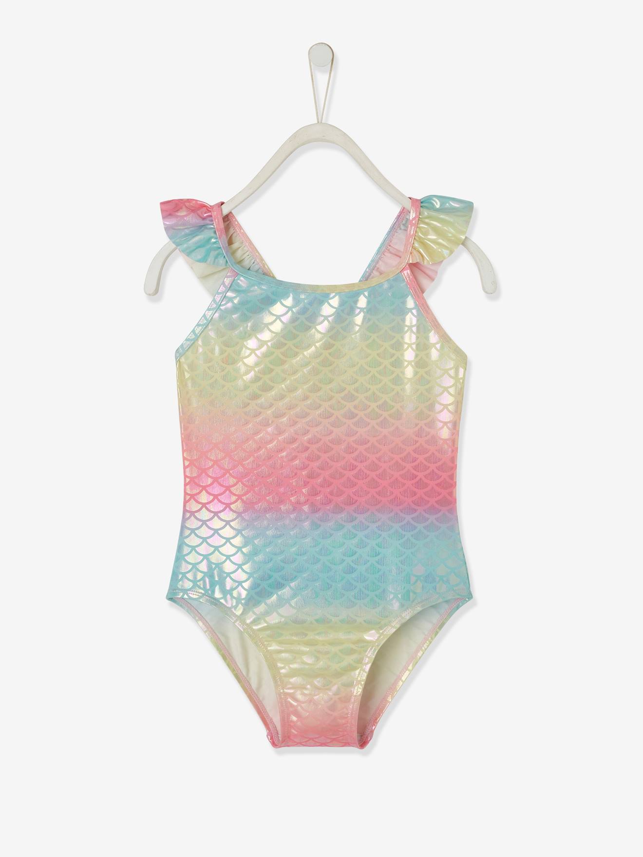 Maillot de bain 1 pièce fille sirène rose