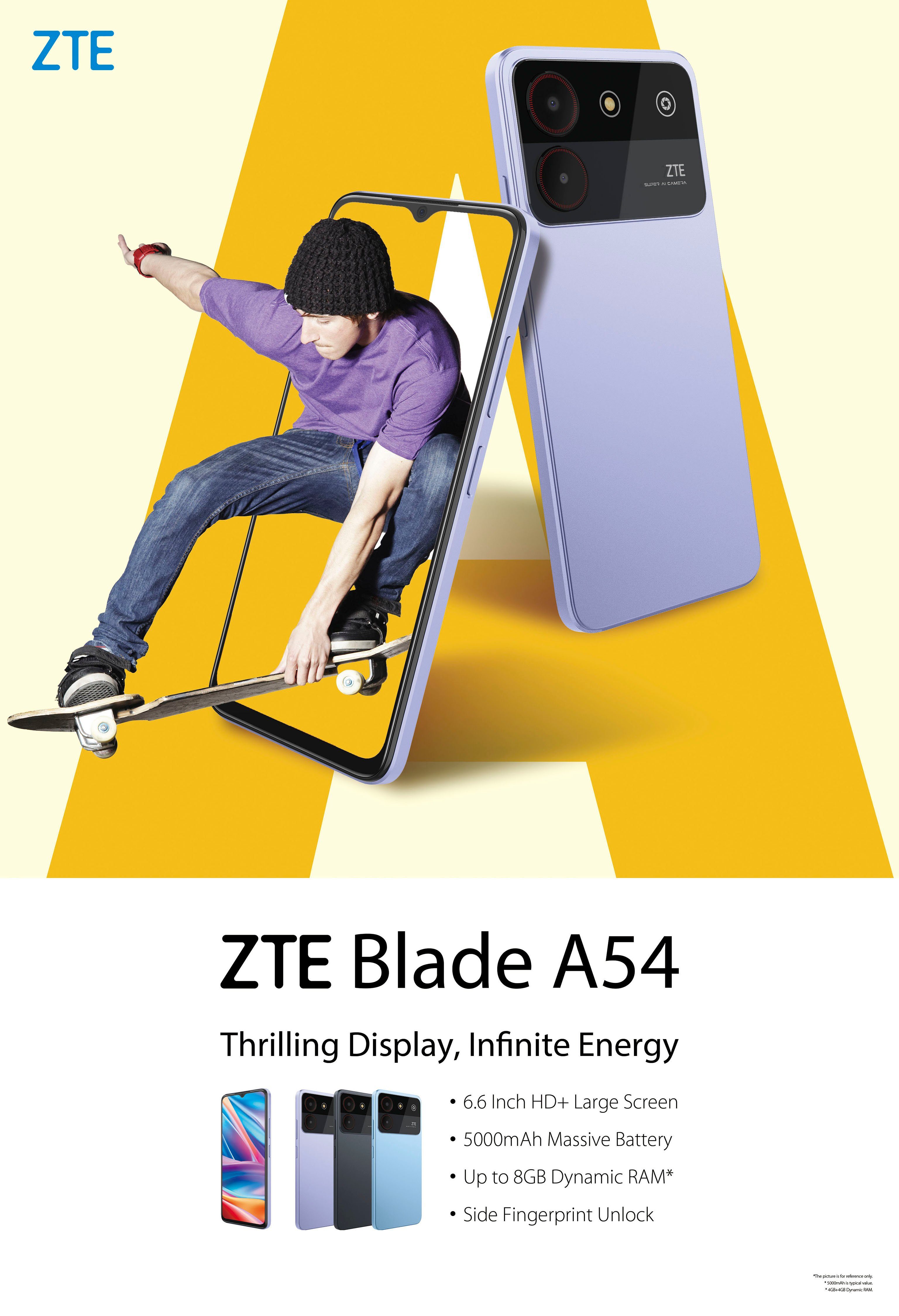 ZTE Blade A54 Smartphone (16,76 cm/6,6 Zoll, 64 GB Speicherplatz, 13 MP Kamera)