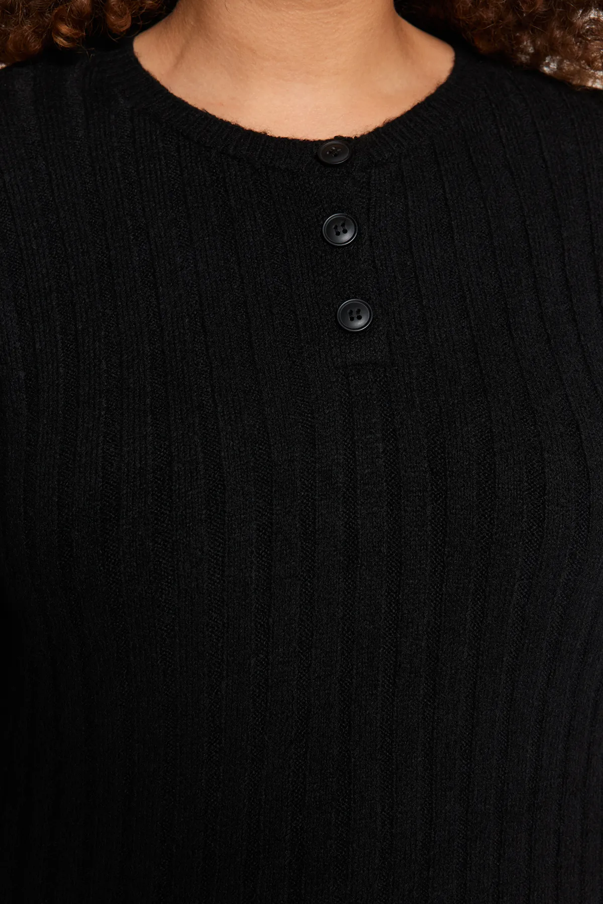 Trendyol Curve  Schwarzes Strickoberteil-Set aus Kordelzug TBBAW24CP00012