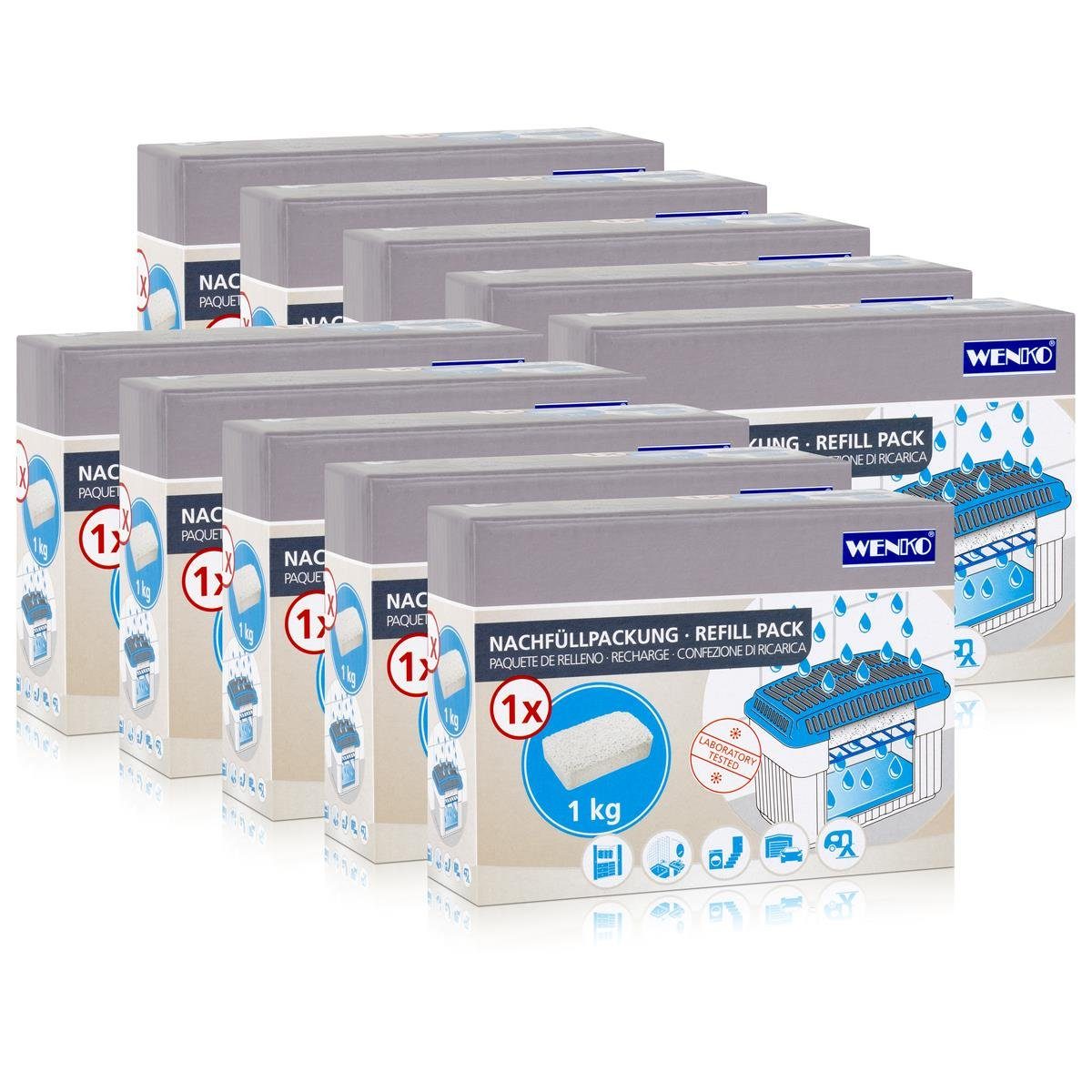 WENKO Luftentfeuchter 10x Wenko Nachfüllpackung Feuchtigkeitskiller RaumEntfeuchter, 1kg Gra