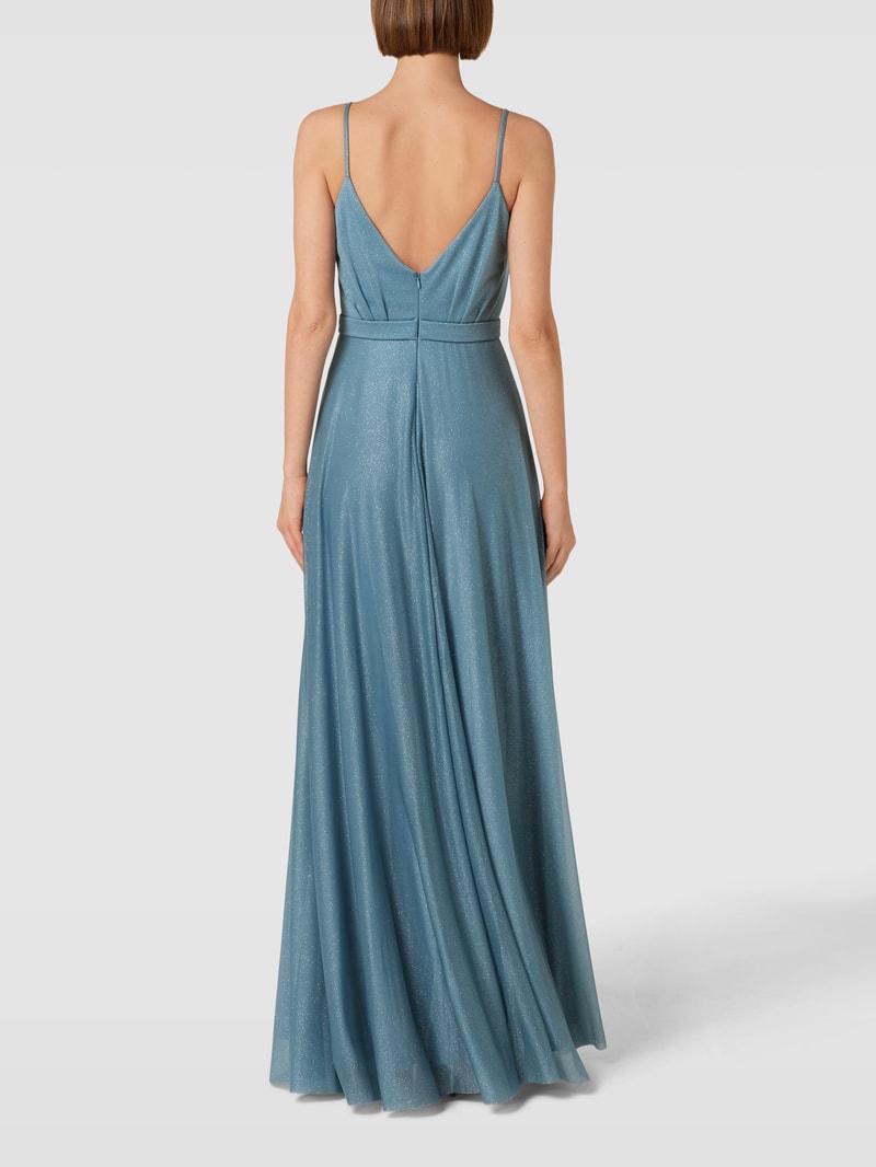 Abendkleid in schimmernder Optik in ozean blau