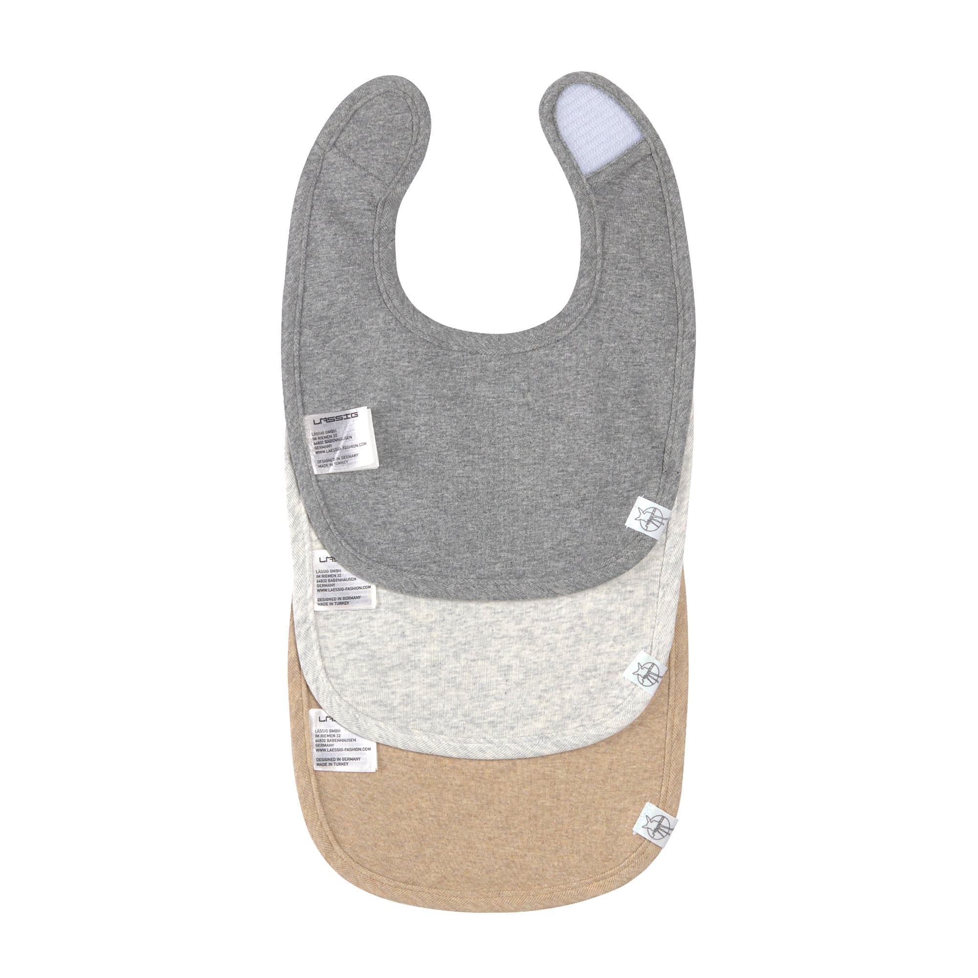 Spucklätzchen 3er Set - Baumwolle (bio), Dunkelgrau Hellgrau Beige