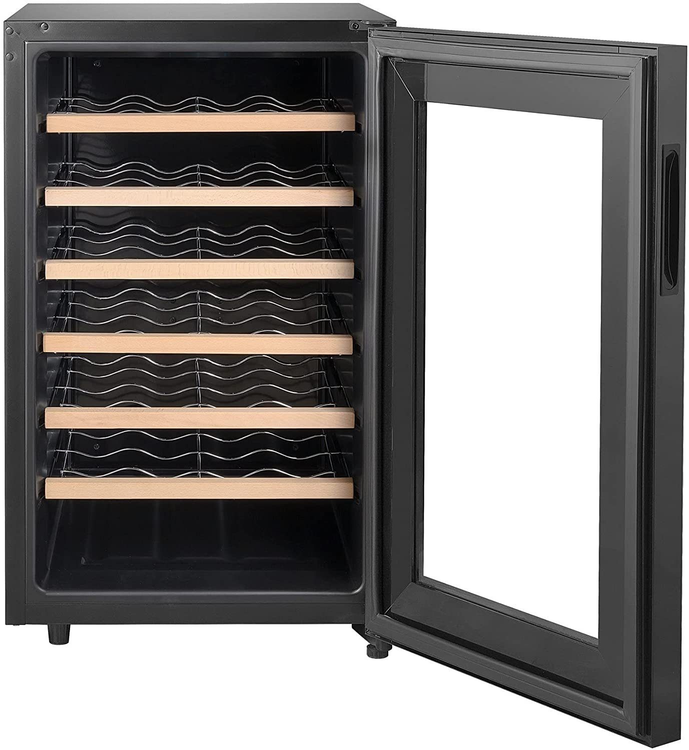 CLIMADIFF Weinkühlschrank CC28, Glastür, 28 Flaschen Wein, Flaschenkühlschrank Kühlschrank, für 28 Standardflaschen á 0,75l,Design Weinkühler, Getränkekühlschrank 35x46x48cm Weinschrank Wein