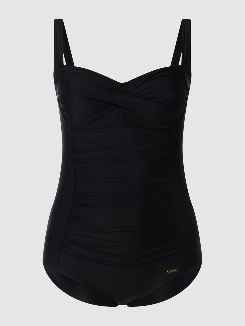 PLUS SIZE Badeanzug mit Raffungen in schwarz