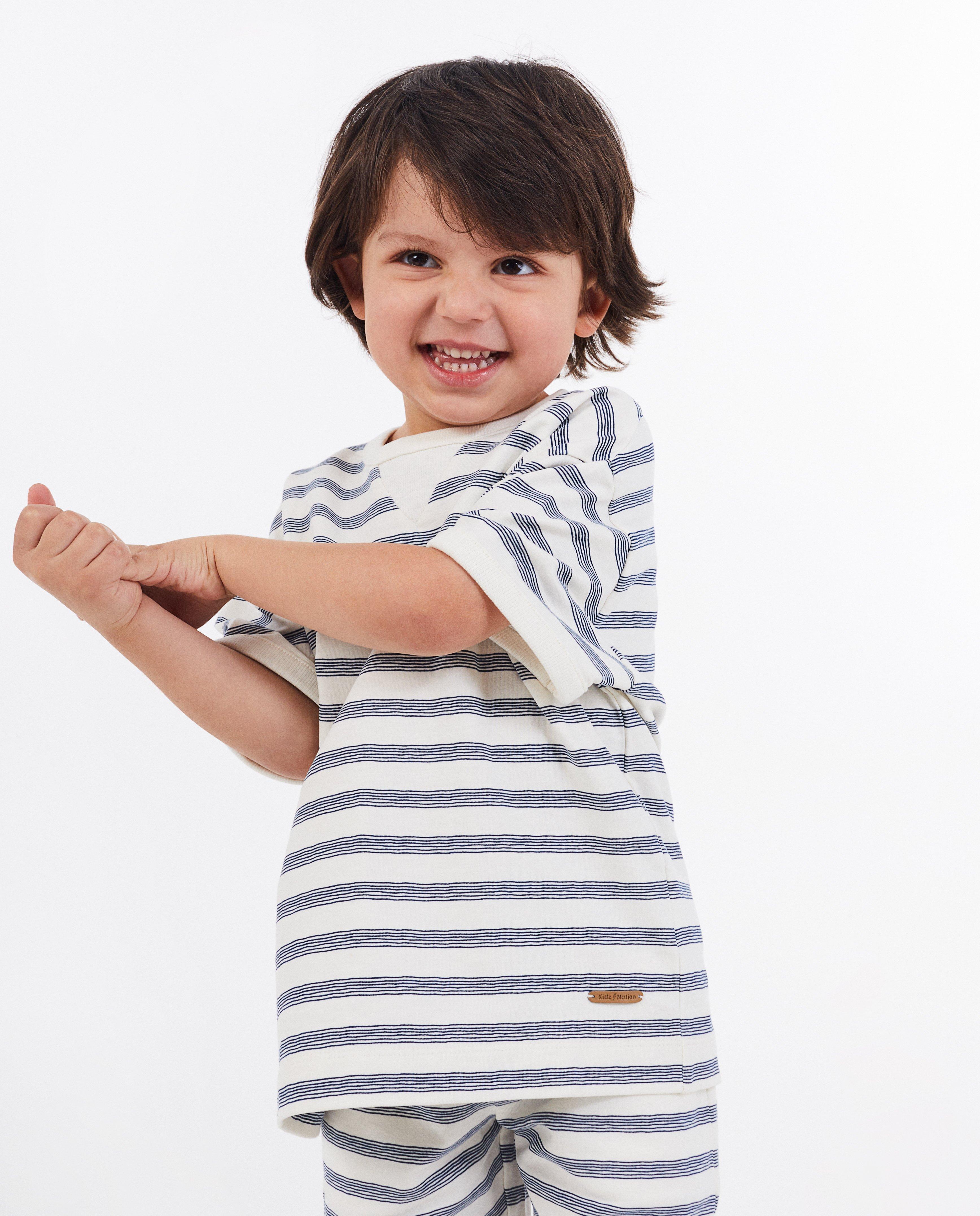 Pulover cu dungi Kidz Nation, 2-7 ani, alb