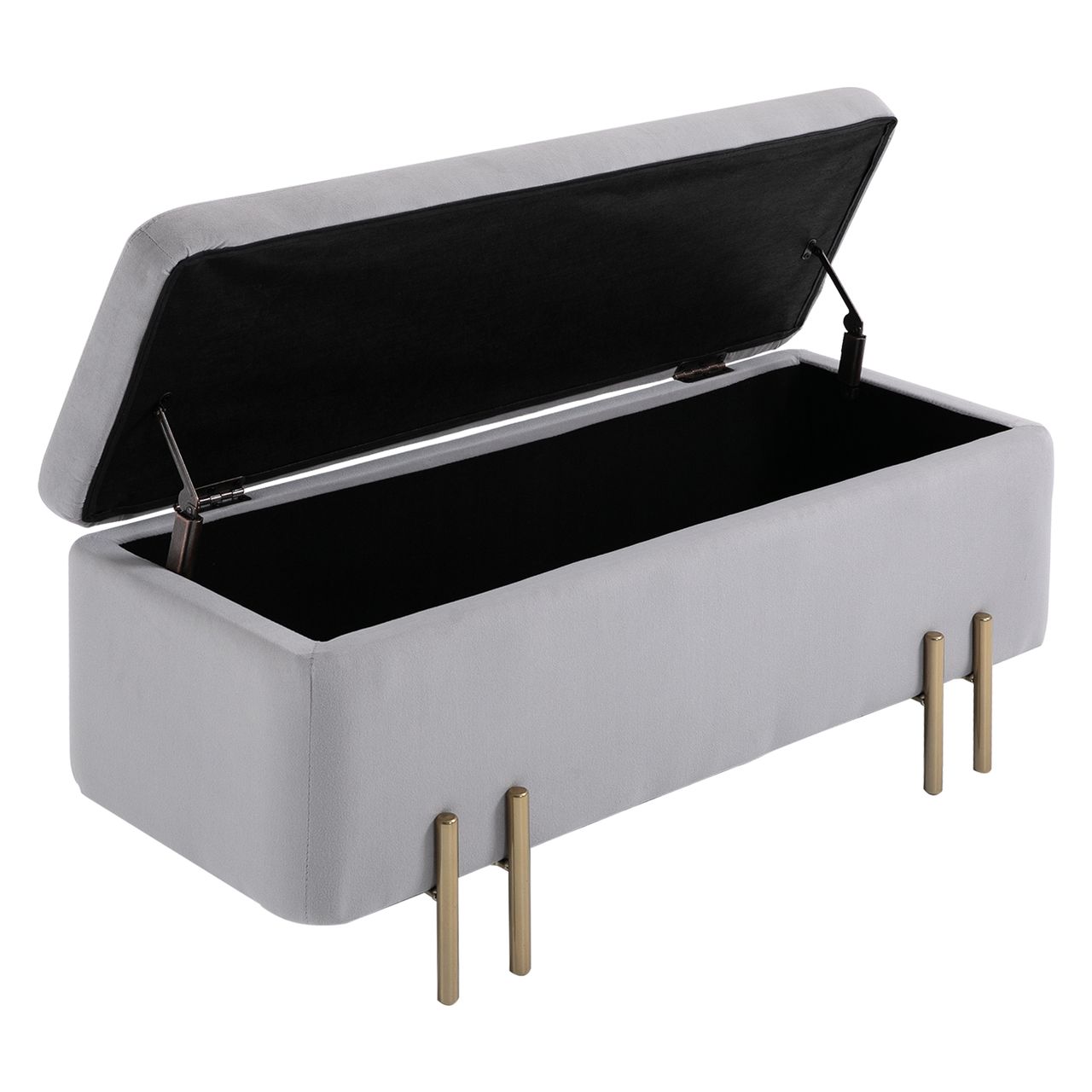 HOMCOM Sitzbank, Polsterbank mit Stauraum, Truhenbank, Stoff, Metall, Schaumstoff, Hellgrau, 100 x 40 x 42 cm