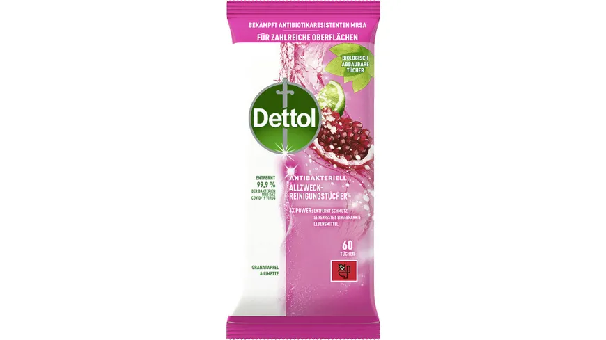 Dettol Allzweck-Reinigungs-Tücher Granatapfel & Limette